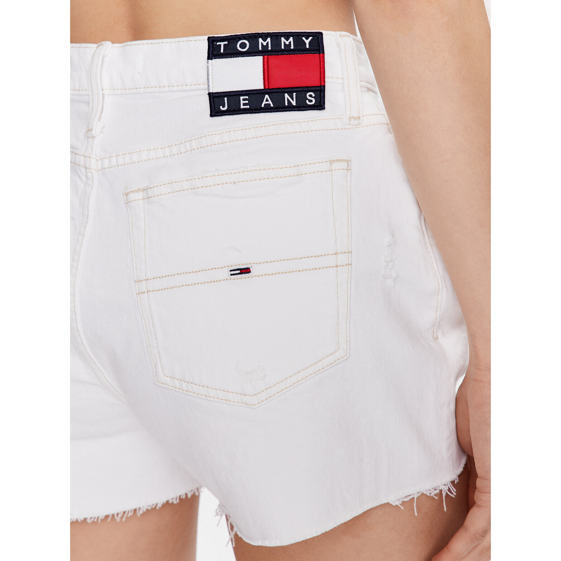 Tommy Jeans Pantaloni scurți de blugi DW0DW15611 Alb Regular Fit - Pled.ro