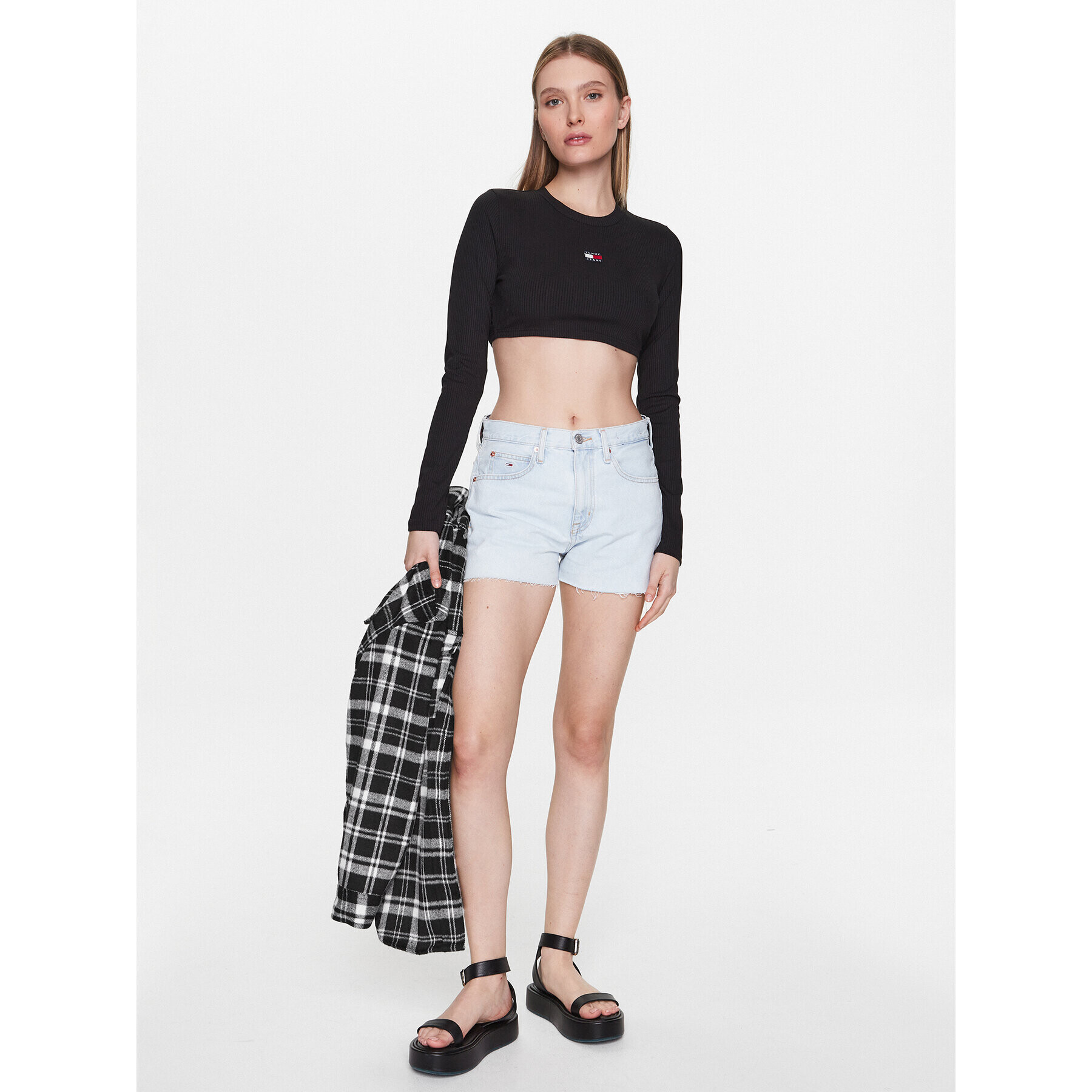 Tommy Jeans Pantaloni scurți de blugi Hotpant DW0DW15593 Albastru Regular Fit - Pled.ro