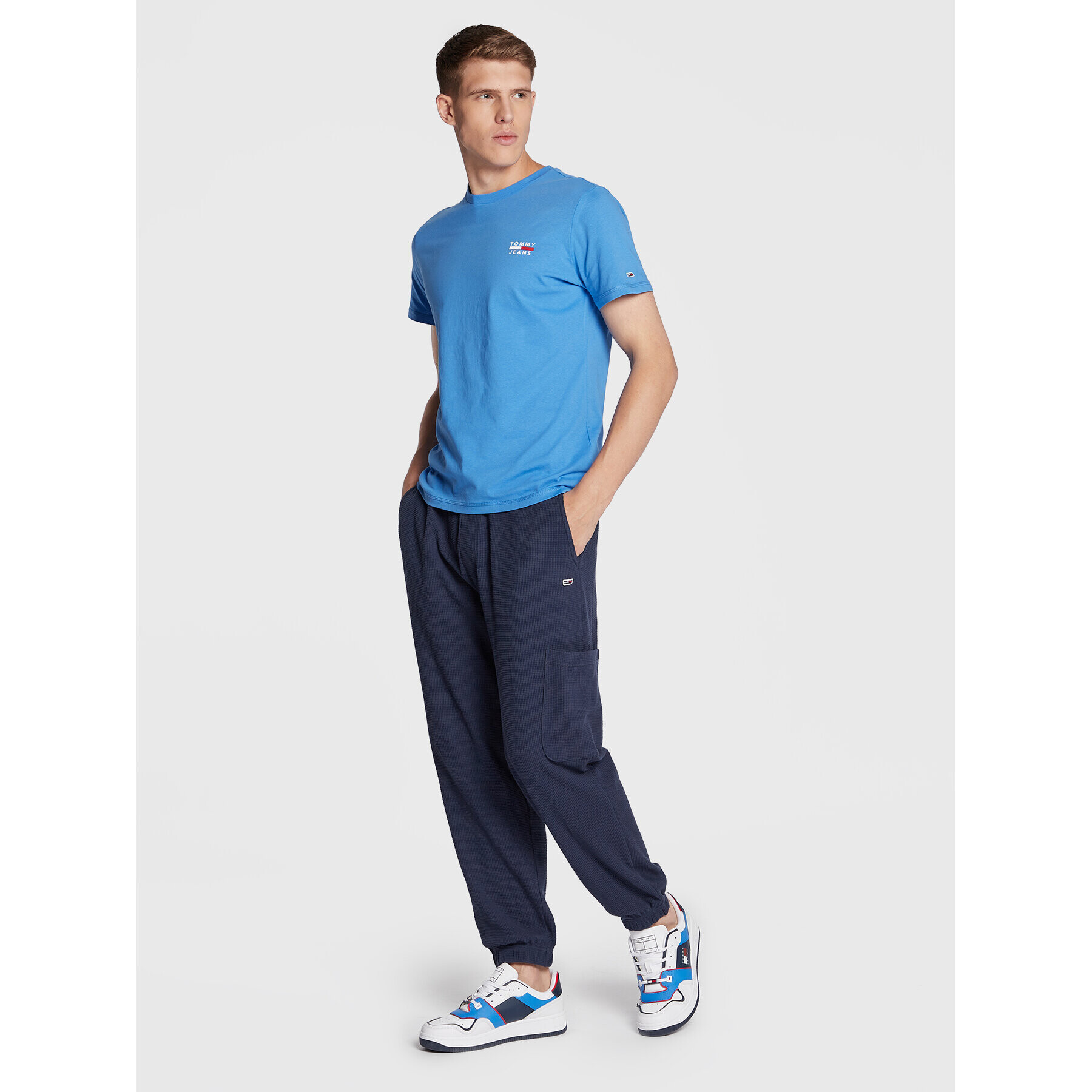 Tommy Jeans Pantaloni trening Bax Waffle DM0DM15032 Bleumarin Relaxed Fit - Pled.ro