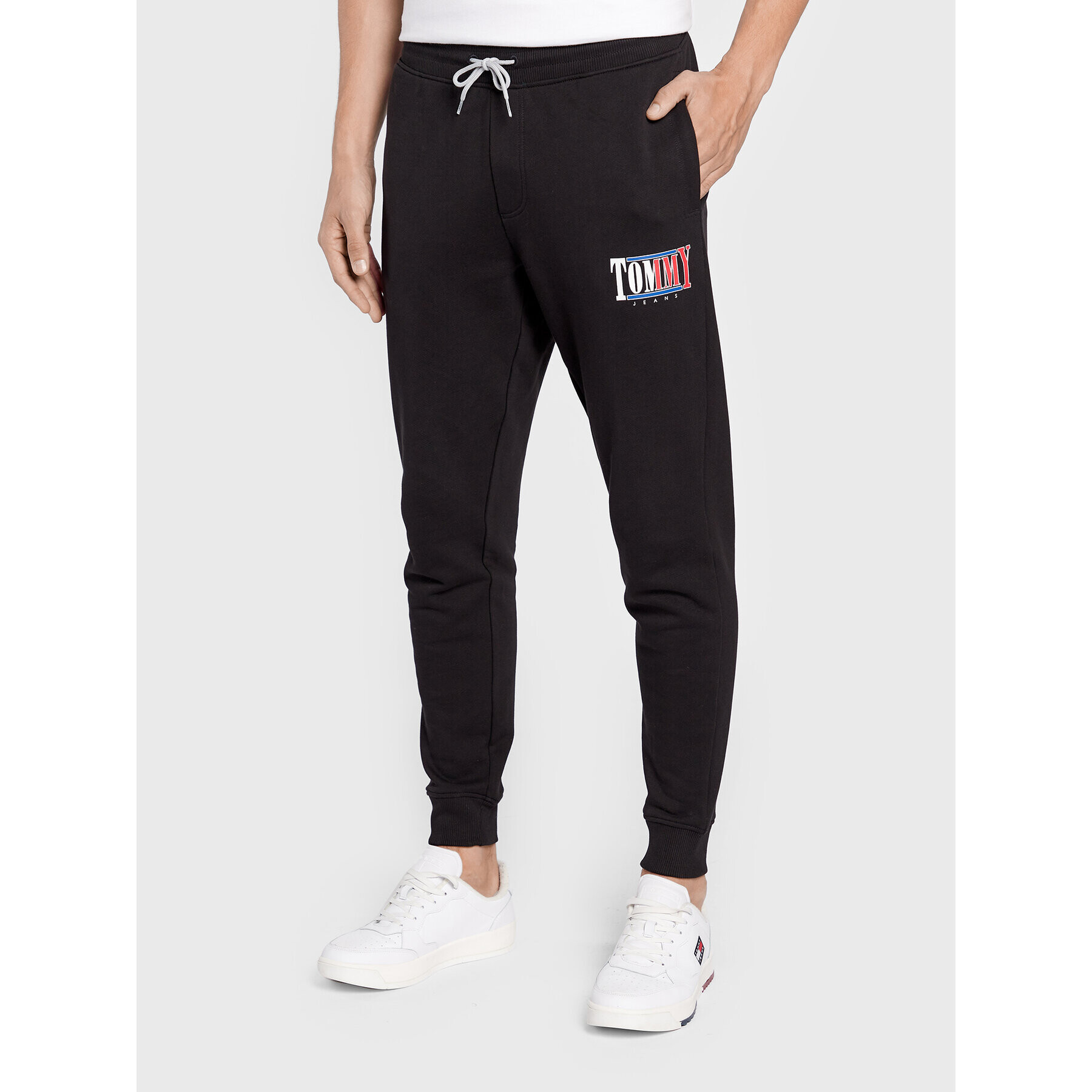 Tommy Jeans Pantaloni trening Essential Graphic DM0DM15031 Negru Slim Fit - Pled.ro