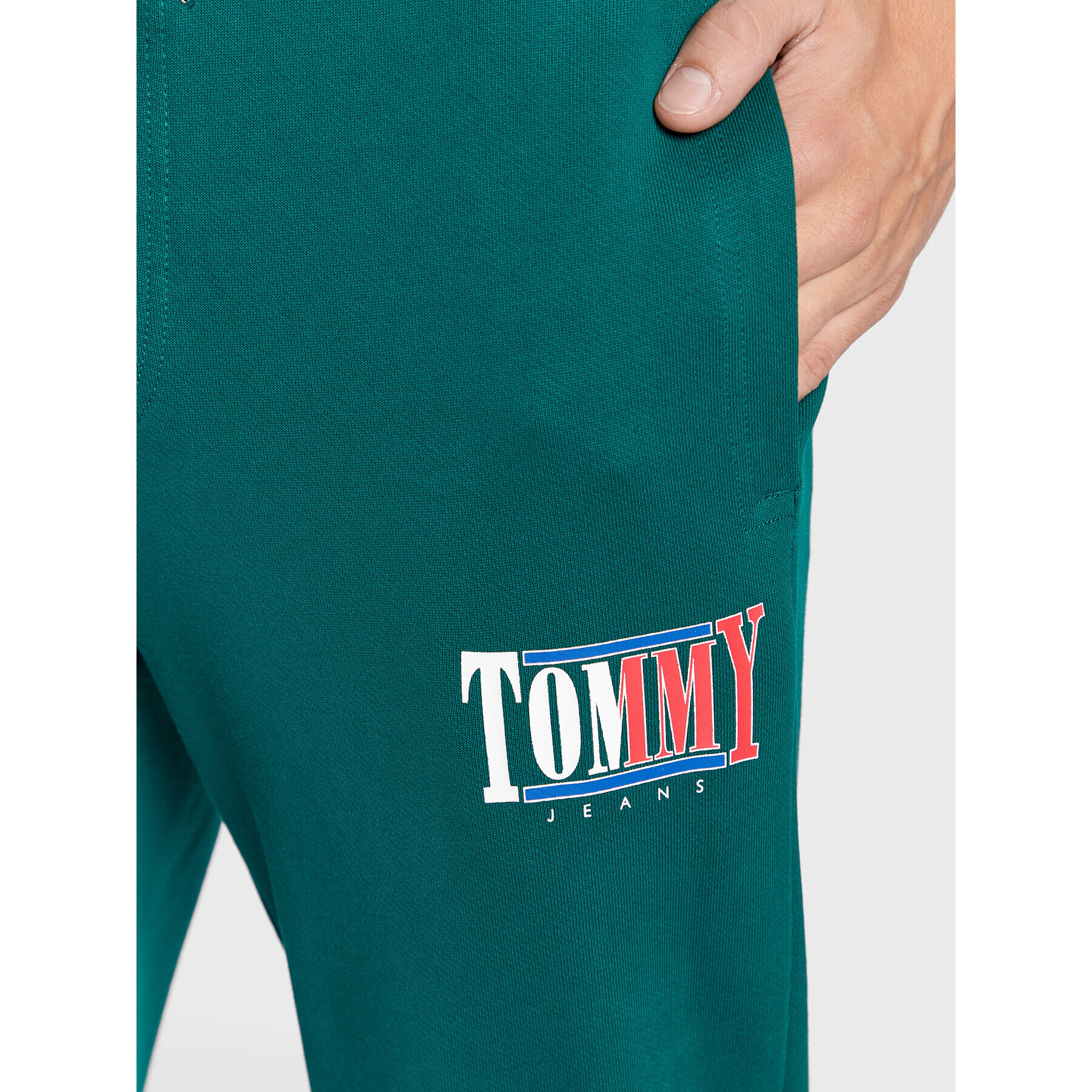 Tommy Jeans Pantaloni trening Essential Graphic DM0DM15031 Verde Slim Fit - Pled.ro