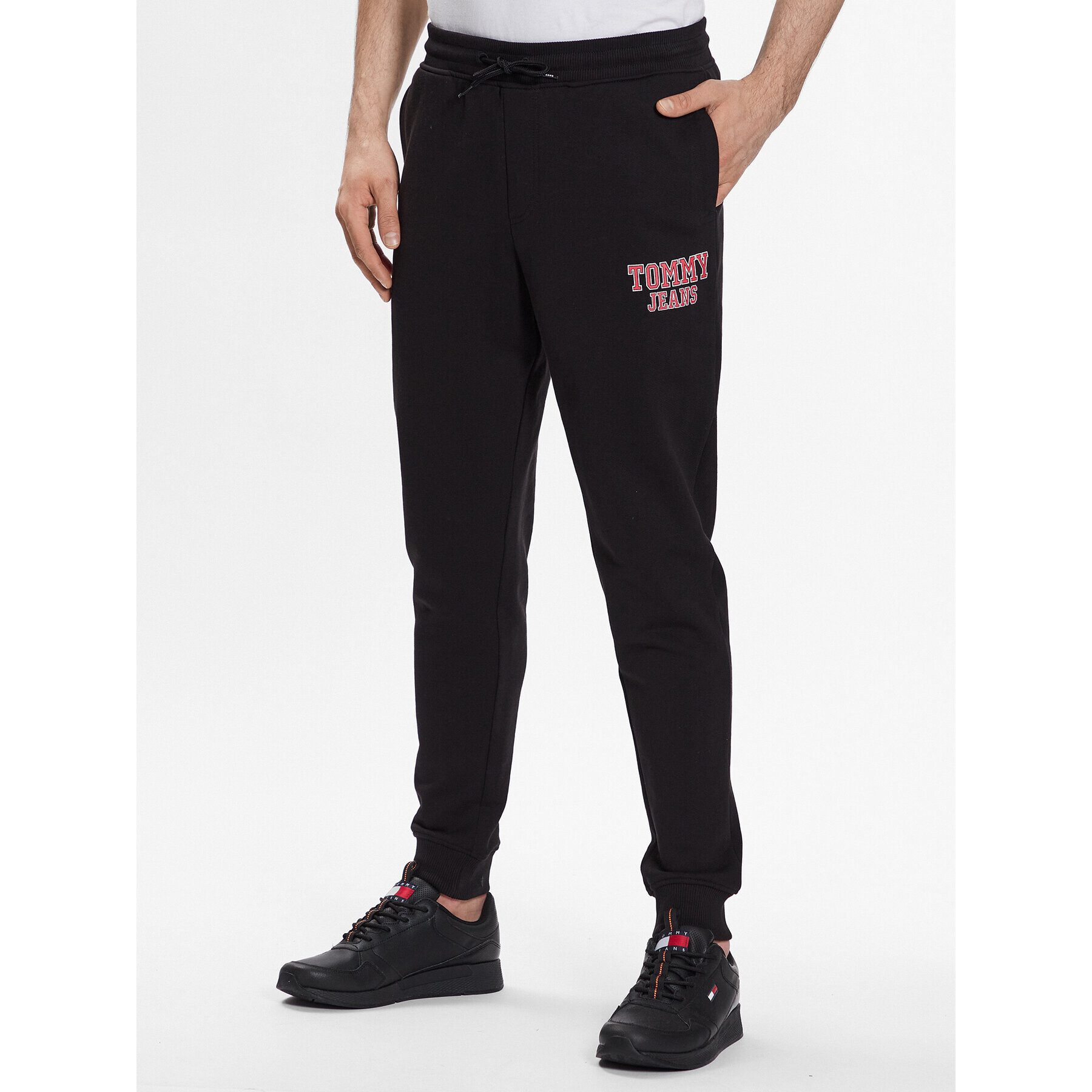 Tommy Jeans Pantaloni trening Graphic DM0DM16337 Negru Regular Fit - Pled.ro