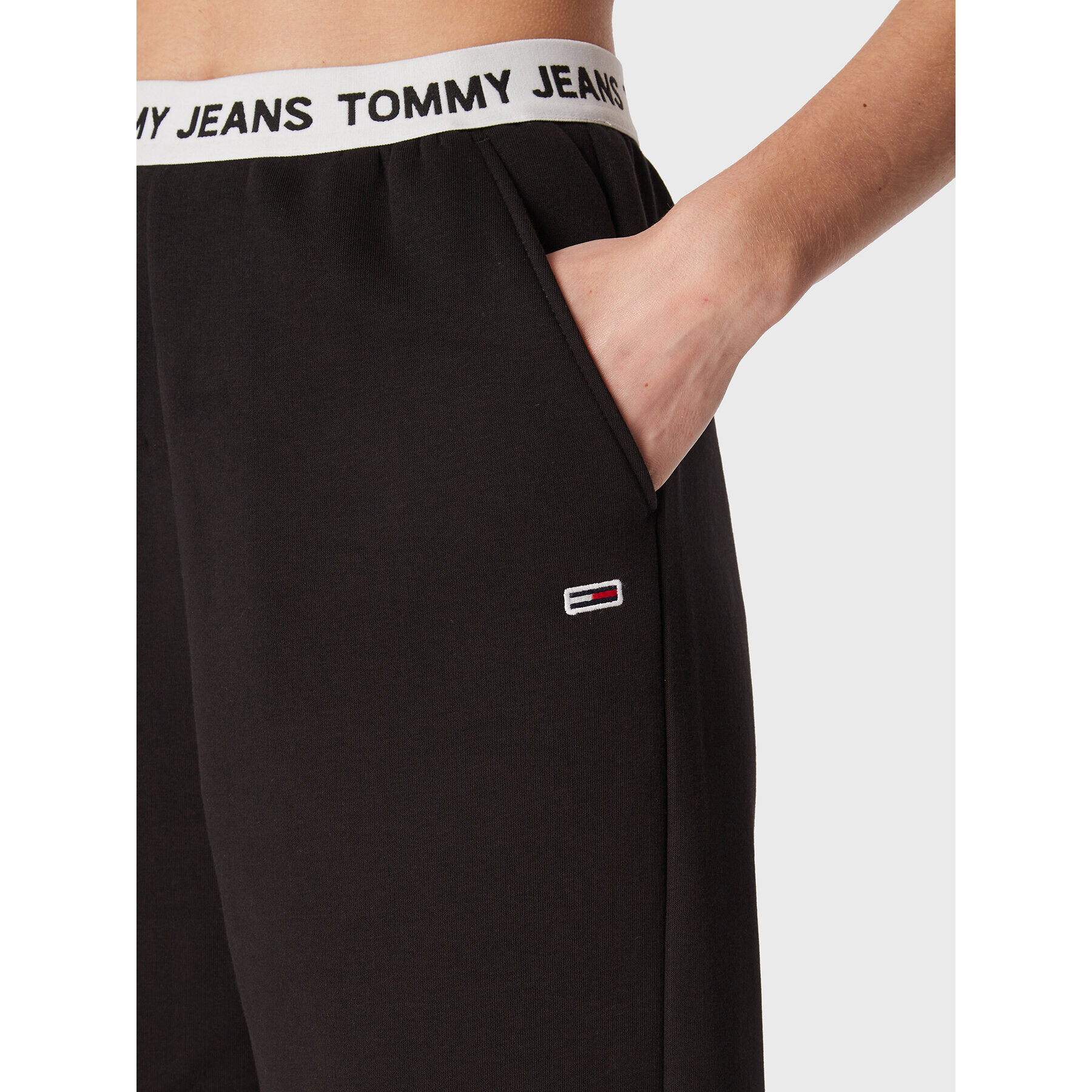 Tommy Jeans Pantaloni trening Logo DW0DW14432 Negru Regular Fit - Pled.ro