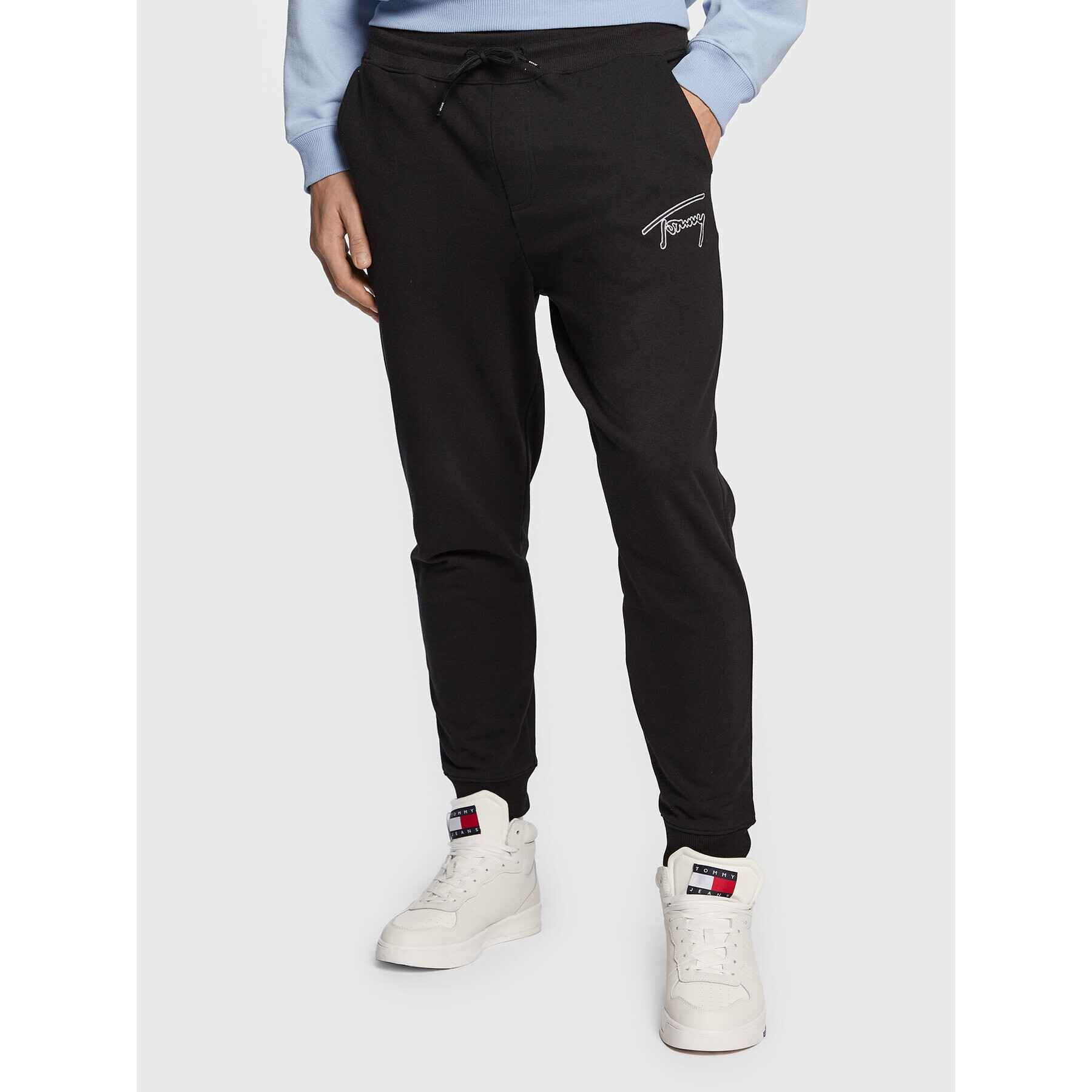 Tommy Jeans Pantaloni trening Signature DM0DM15809 Negru Regular Fit - Pled.ro