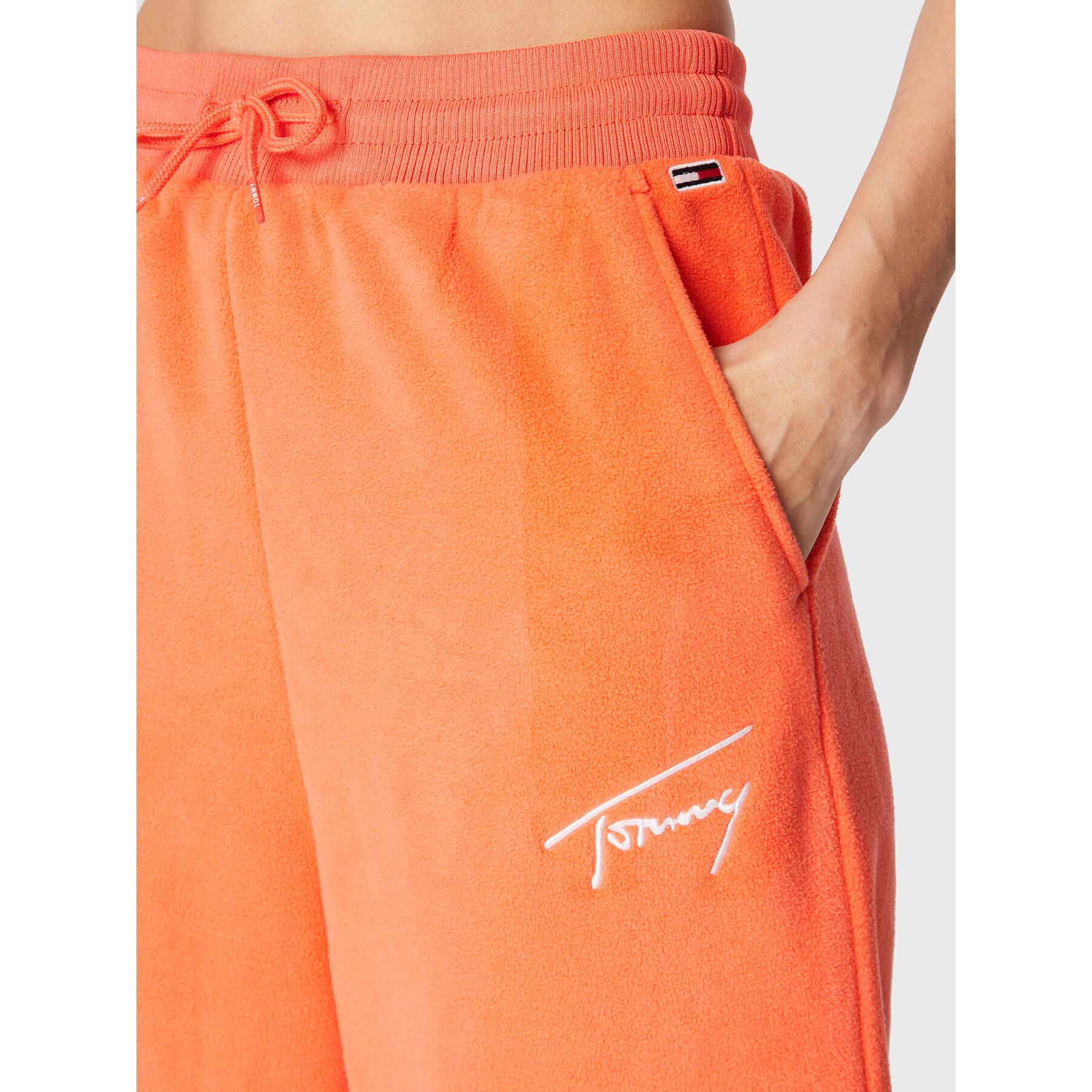 Tommy Jeans Pantaloni trening Signature Fleece DW0DW14435 Portocaliu Relaxed Fit - Pled.ro