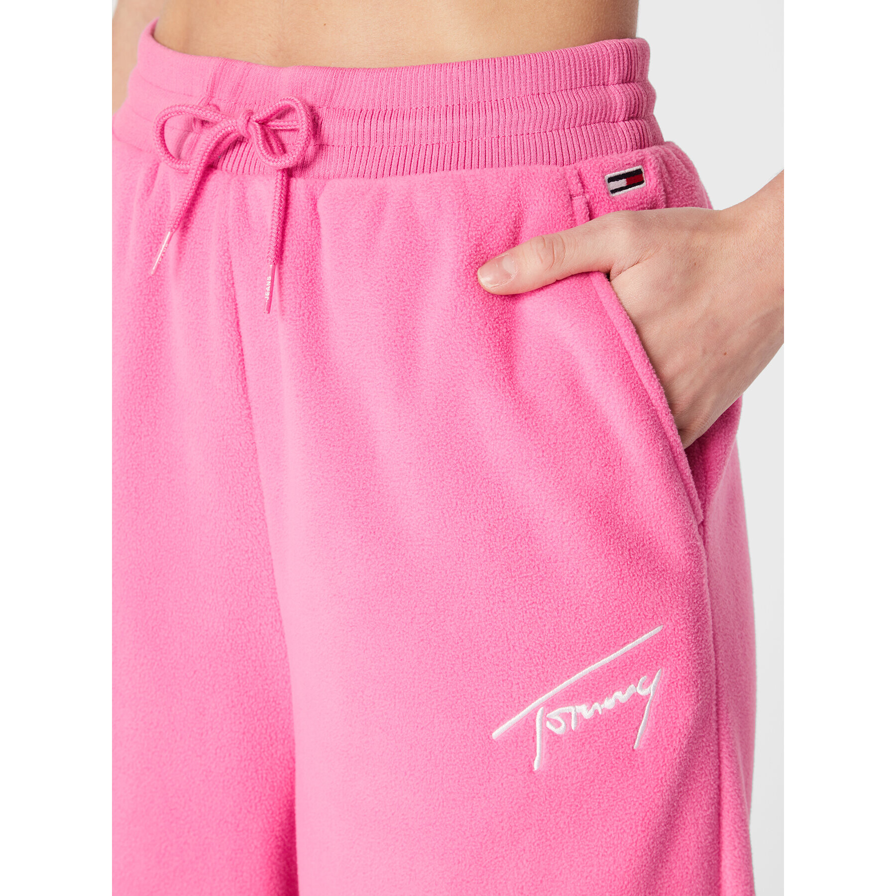 Tommy Jeans Pantaloni trening Signature Fleece DW0DW14435 Roz Relaxed Fit - Pled.ro