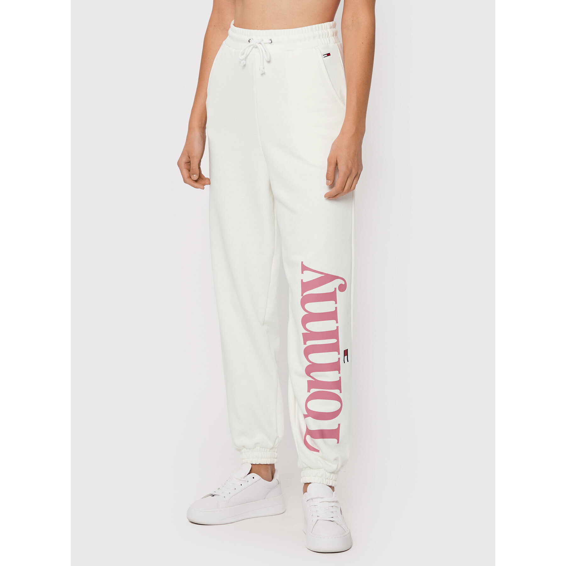 Tommy Jeans Pantaloni trening Tjw Bold DW0DW13760 Alb Relaxed Fit - Pled.ro