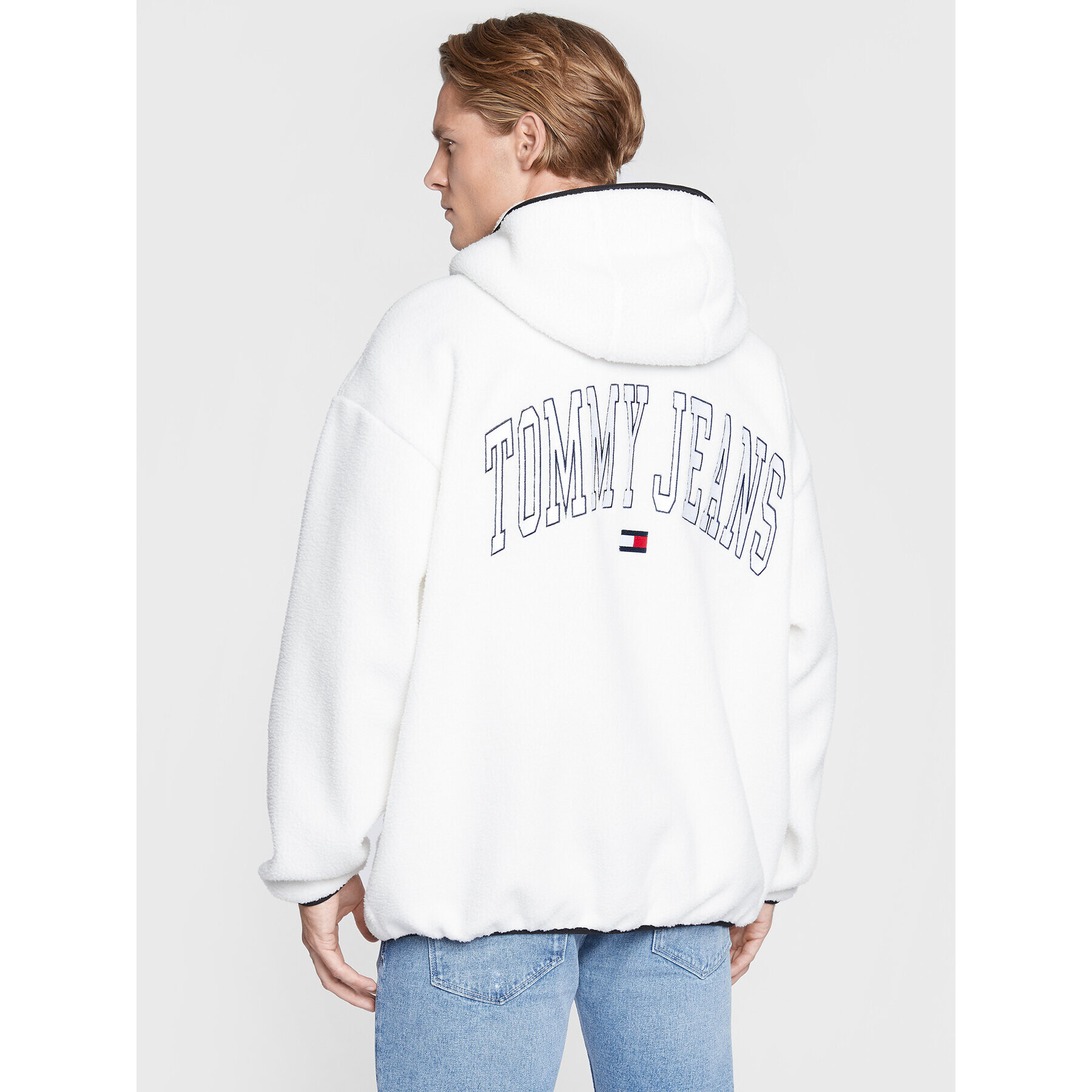 Tommy Jeans Polar Collegiate Sherpa DM0DM15290 Alb Regular Fit - Pled.ro