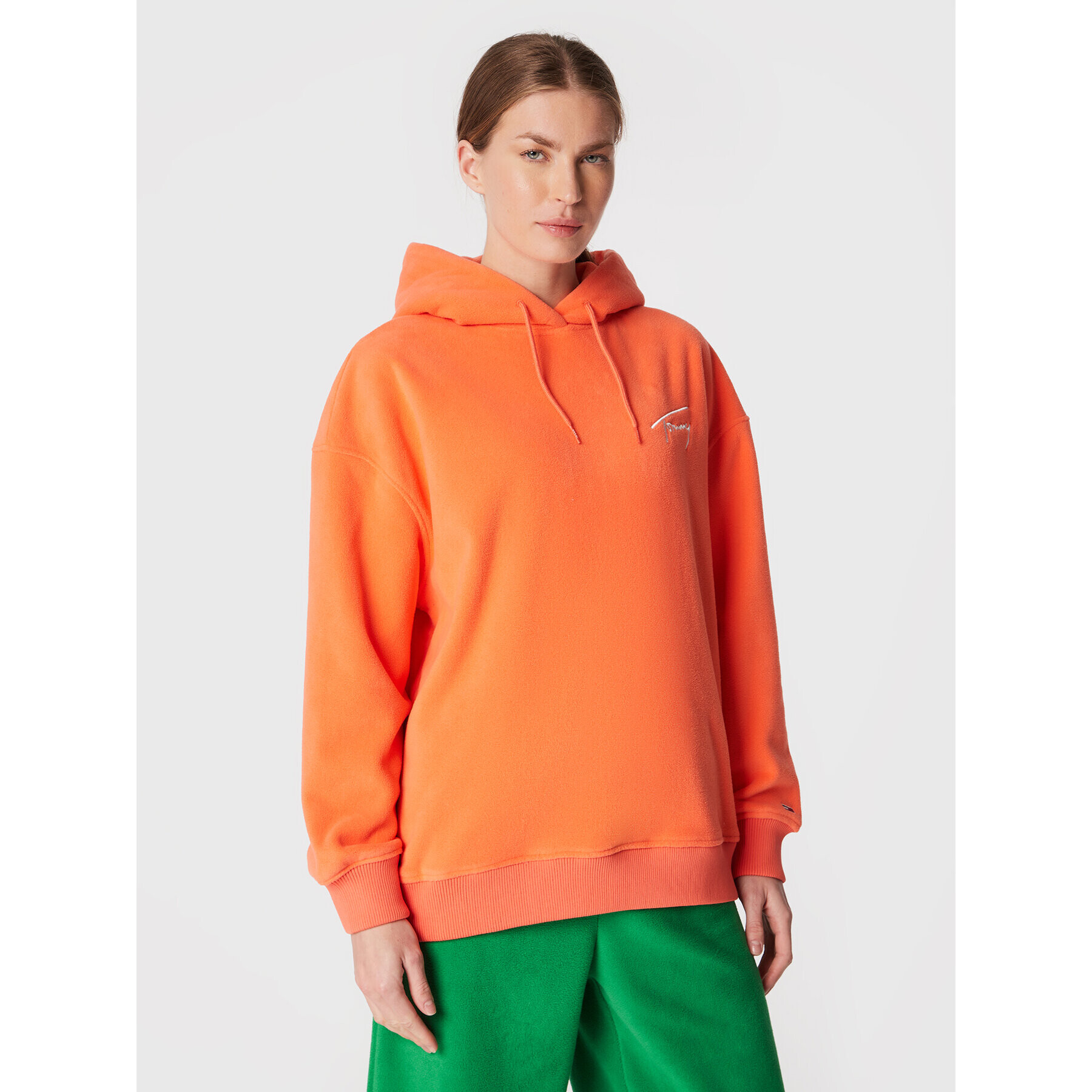 Tommy Jeans Polar Signature DW0DW14358 Portocaliu Oversize - Pled.ro