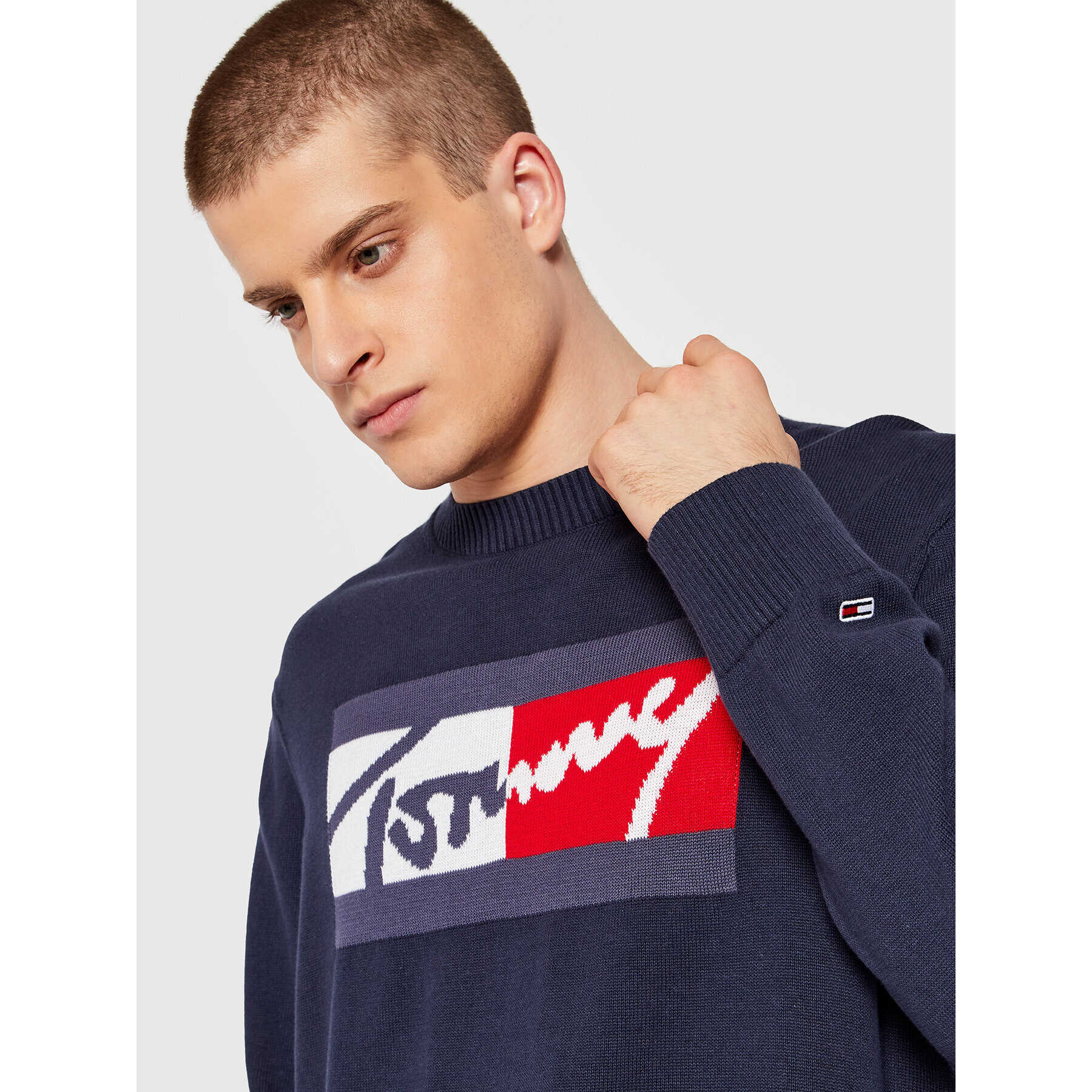 Tommy Jeans Pulover Branded DM0DM11365 Albastru Relaxed Fit - Pled.ro