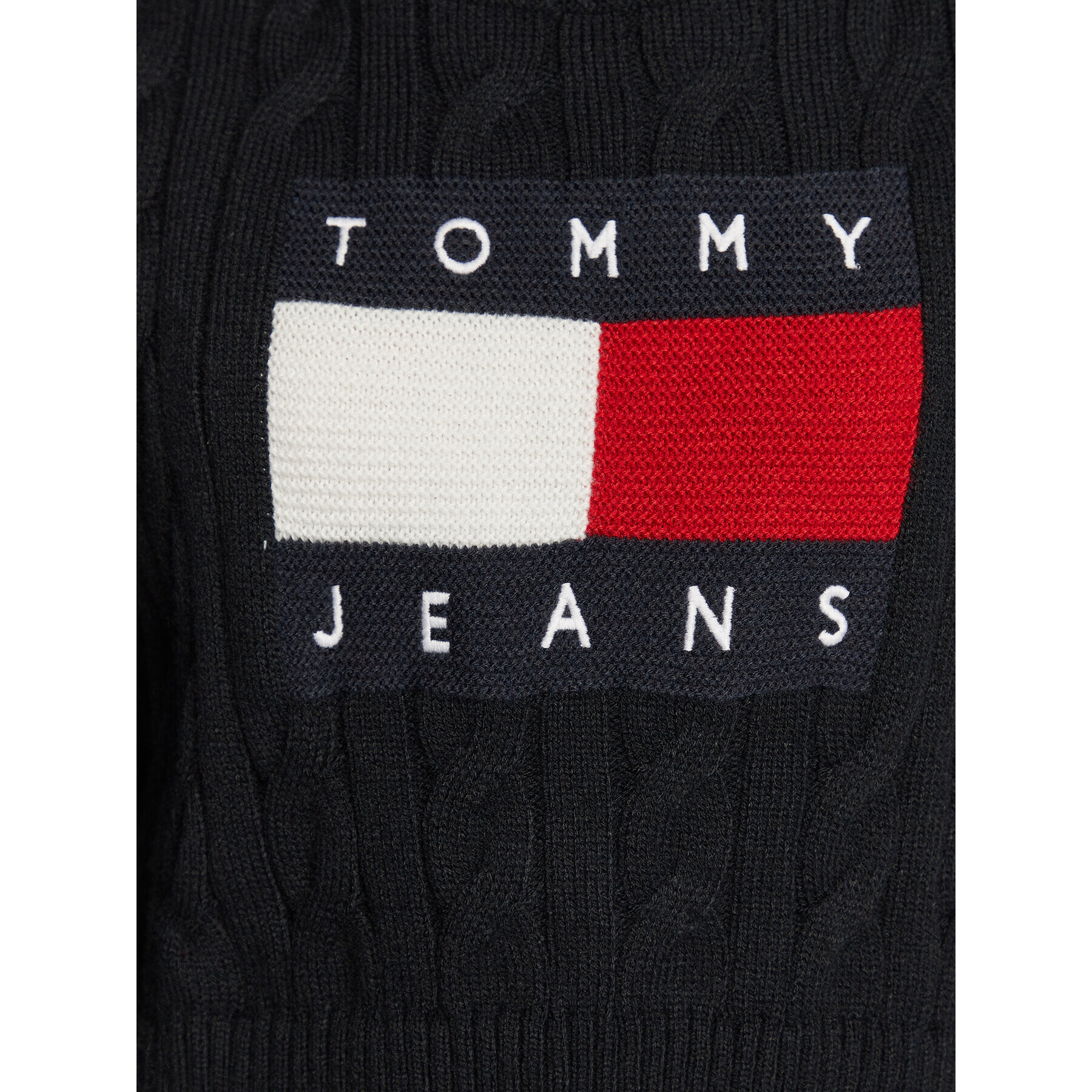 Tommy Jeans Pulover Center Flag DW0DW14261 Negru Boxy Fit - Pled.ro