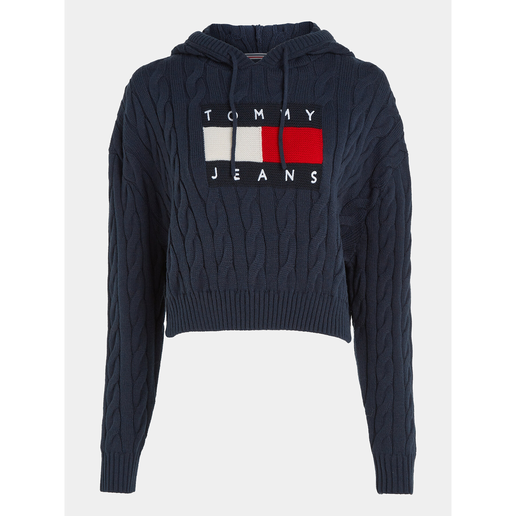 Tommy Jeans Pulover Center Flag DW0DW16528 Bleumarin Regular Fit - Pled.ro