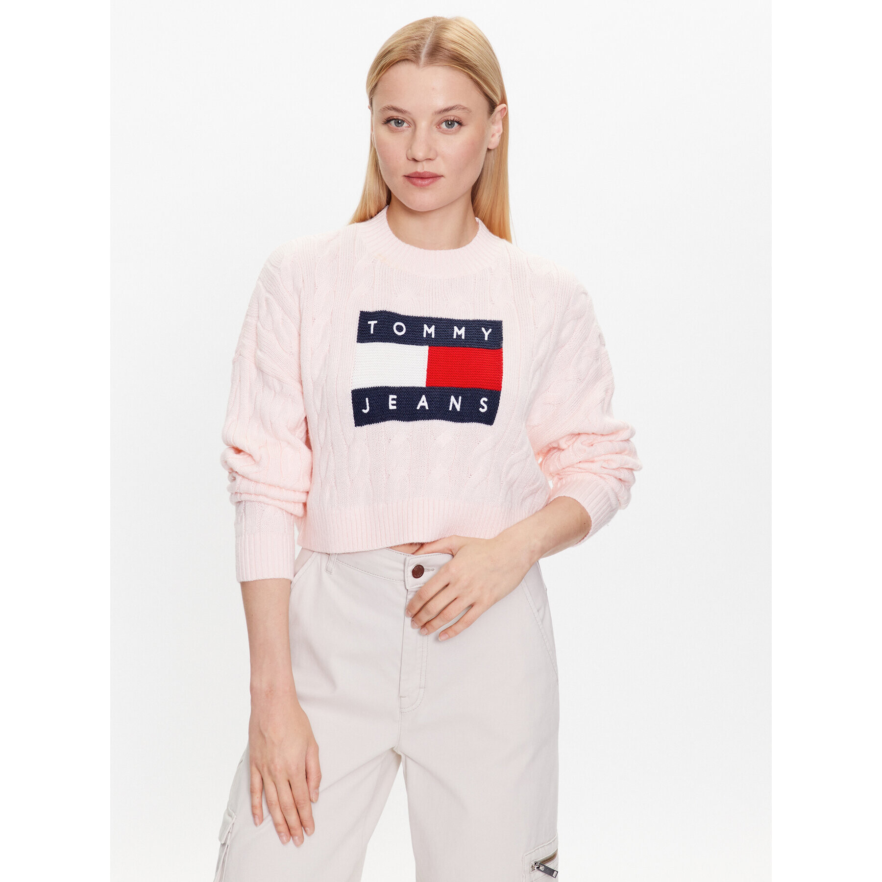 Tommy Jeans Pulover DW0DW14261 Roz Regular Fit - Pled.ro