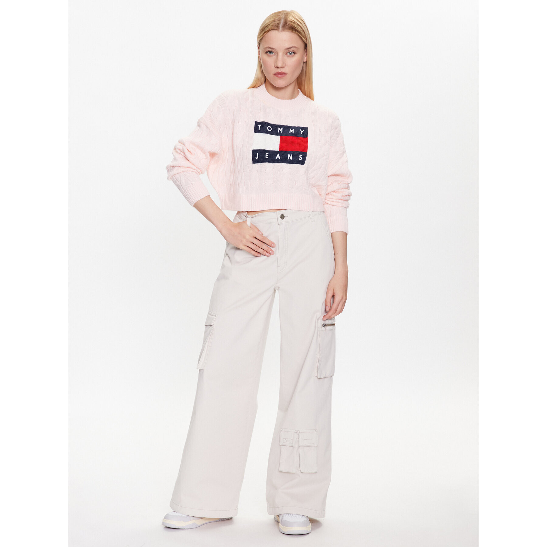 Tommy Jeans Pulover DW0DW14261 Roz Regular Fit - Pled.ro