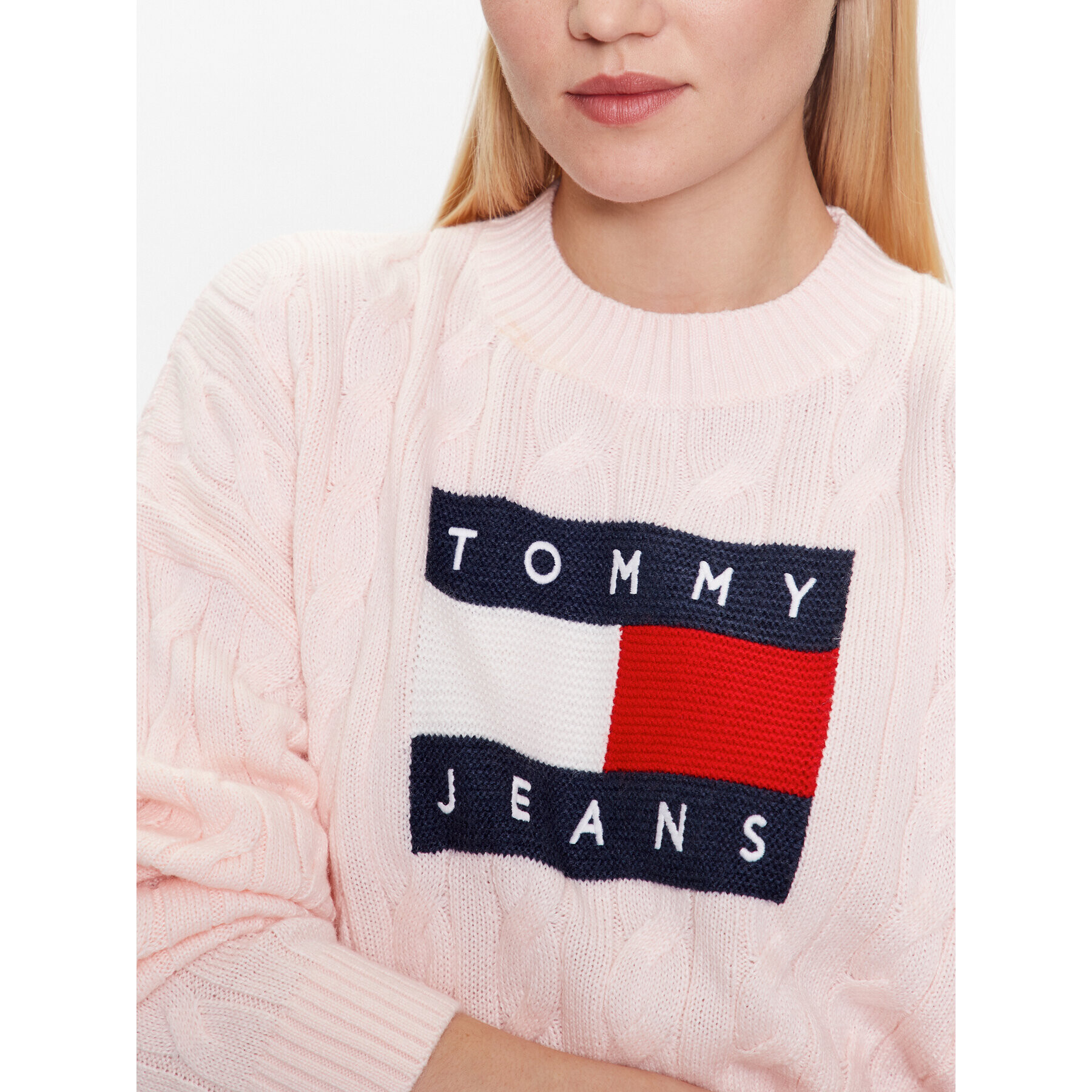 Tommy Jeans Pulover DW0DW14261 Roz Regular Fit - Pled.ro