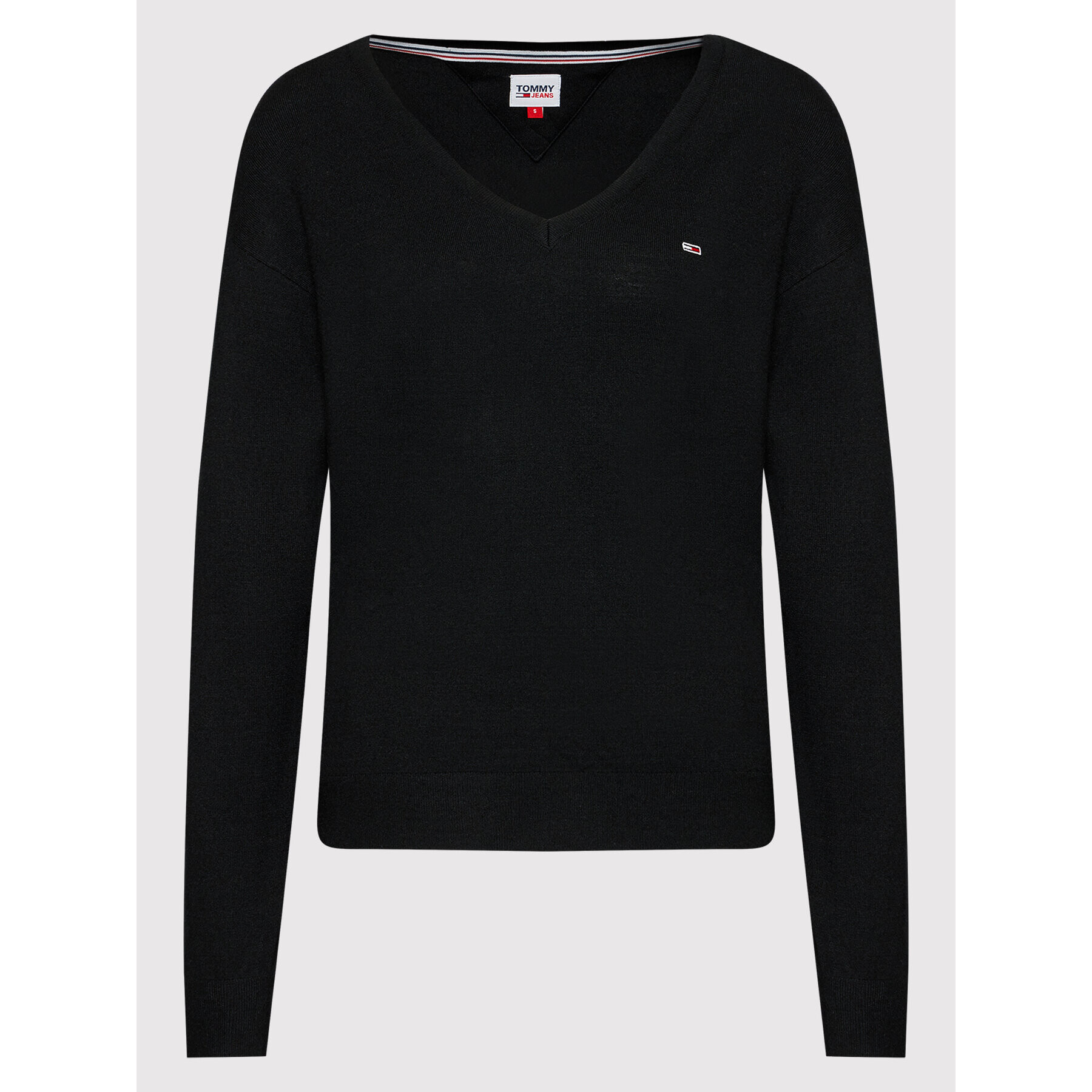 Tommy Jeans Pulover Essential DW0DW10996 Negru Relaxed Fit - Pled.ro