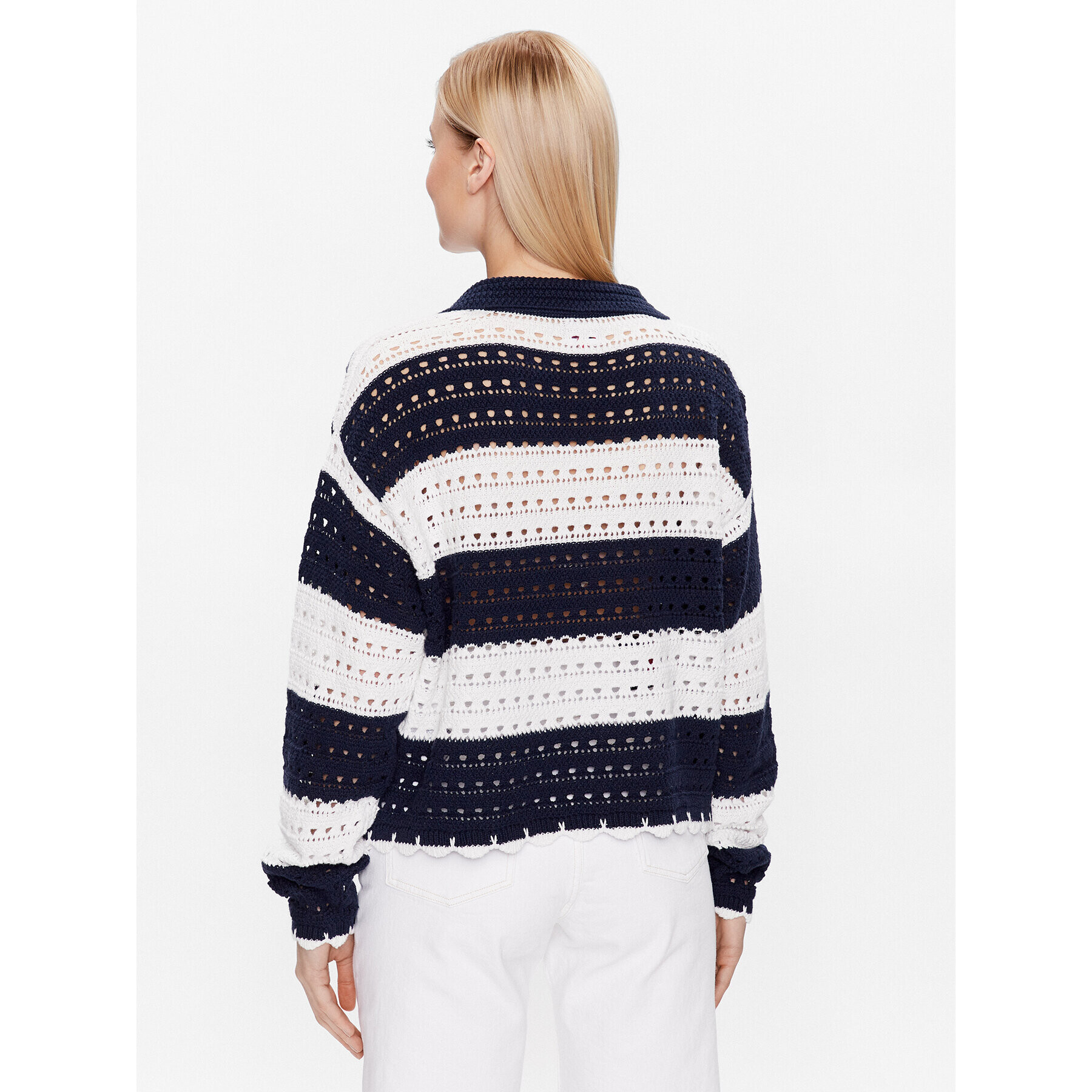 Tommy Jeans Pulover Summer Crochet DW0DW15404 Bleumarin Relaxed Fit - Pled.ro