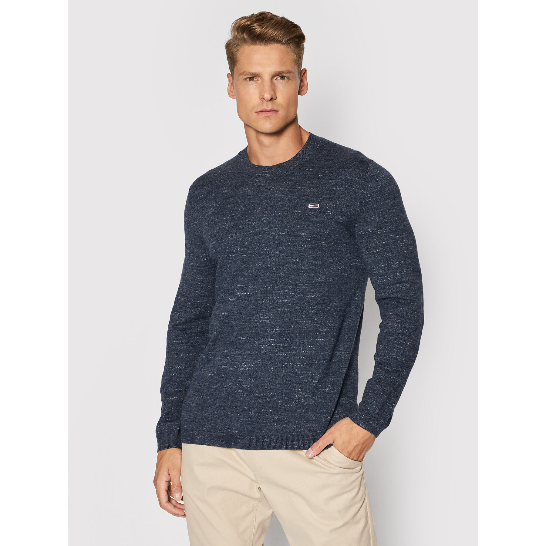 Tommy Jeans Pulover Tjm Lightweight Heather DM0DM10179 Bleumarin Regular Fit - Pled.ro