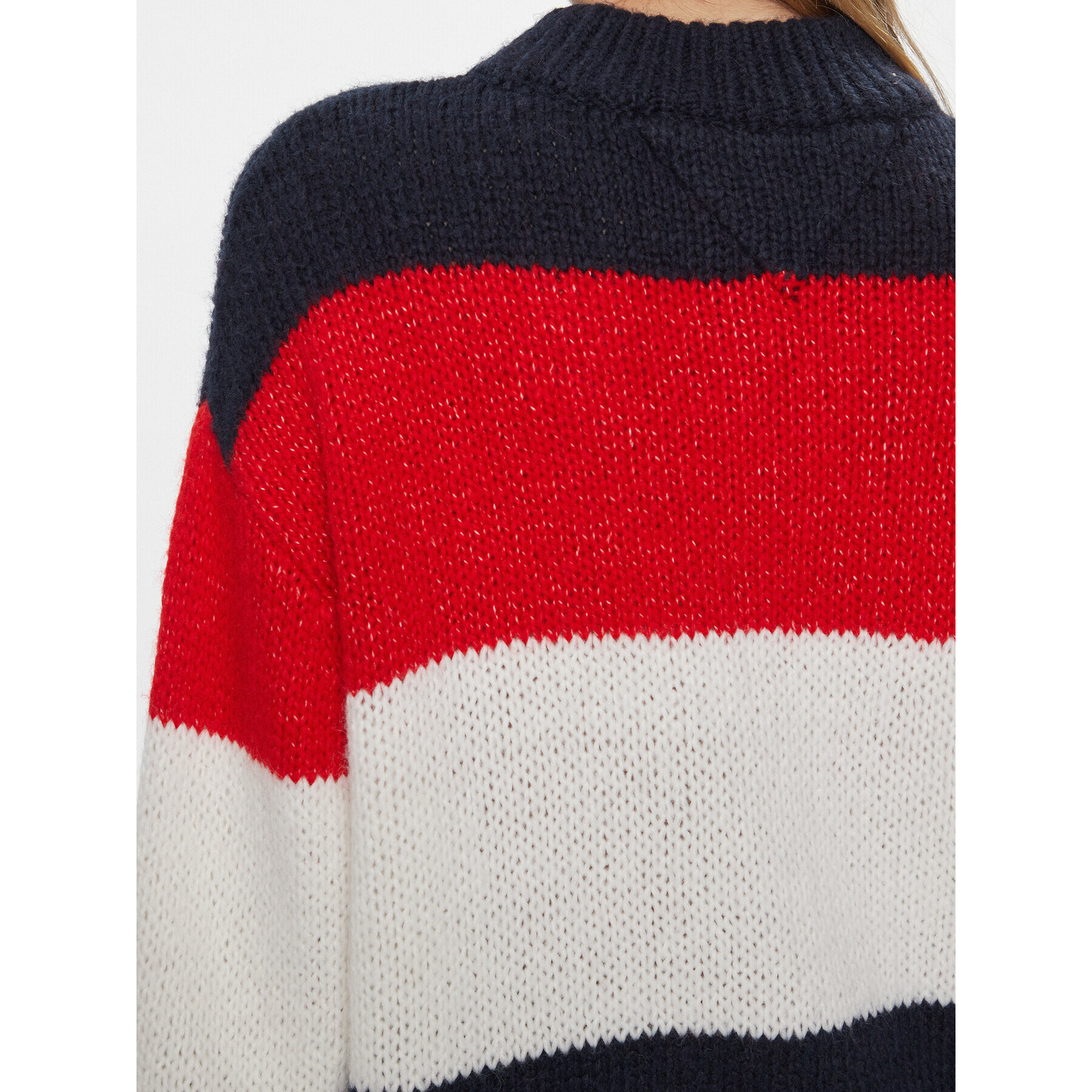 Tommy Jeans Pulover Tjw Colorblock Sweater DW0DW17495 Bleumarin Regular Fit - Pled.ro