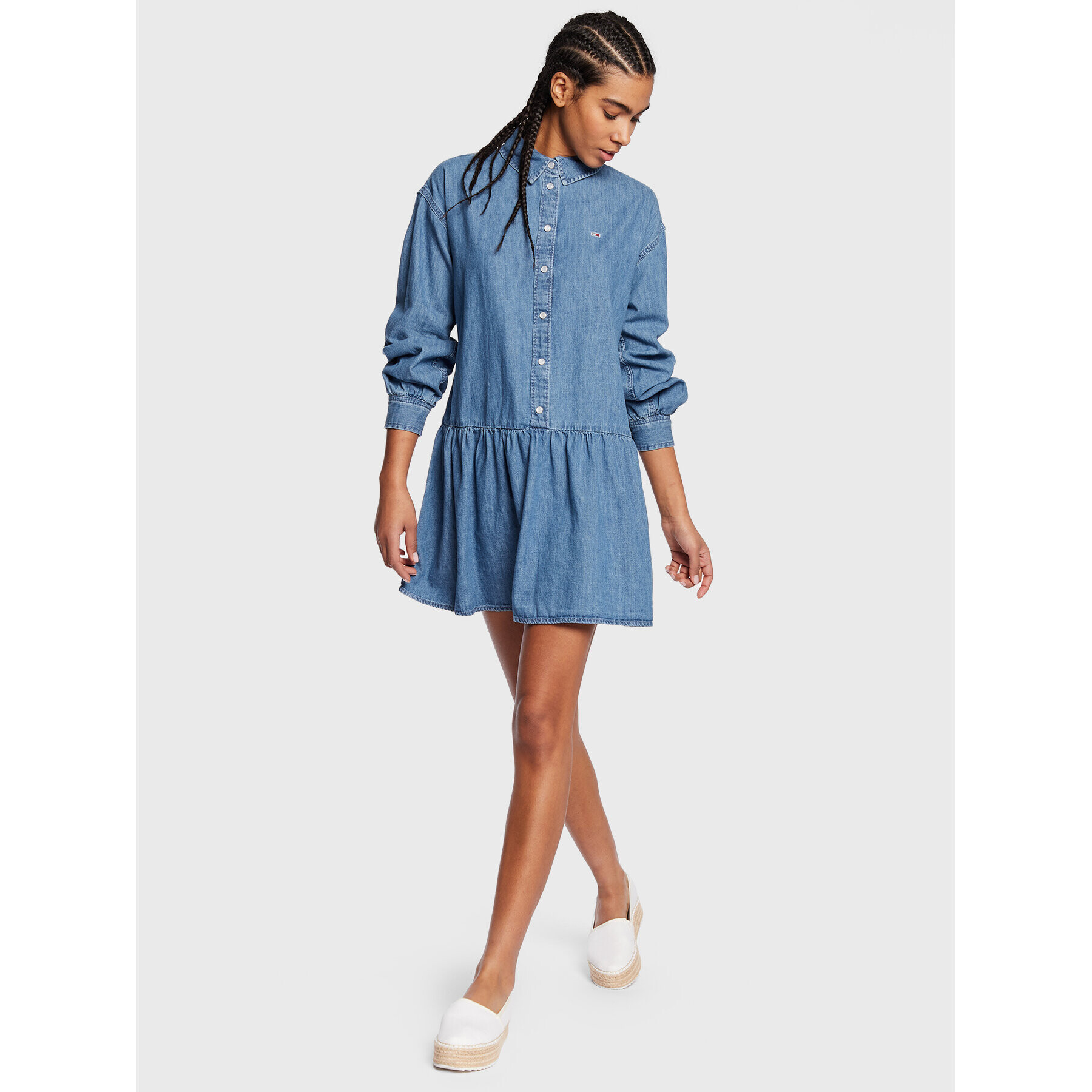 Tommy Jeans Rochie de blugi Chambray DW0DW15022 Albastru Regular Fit - Pled.ro