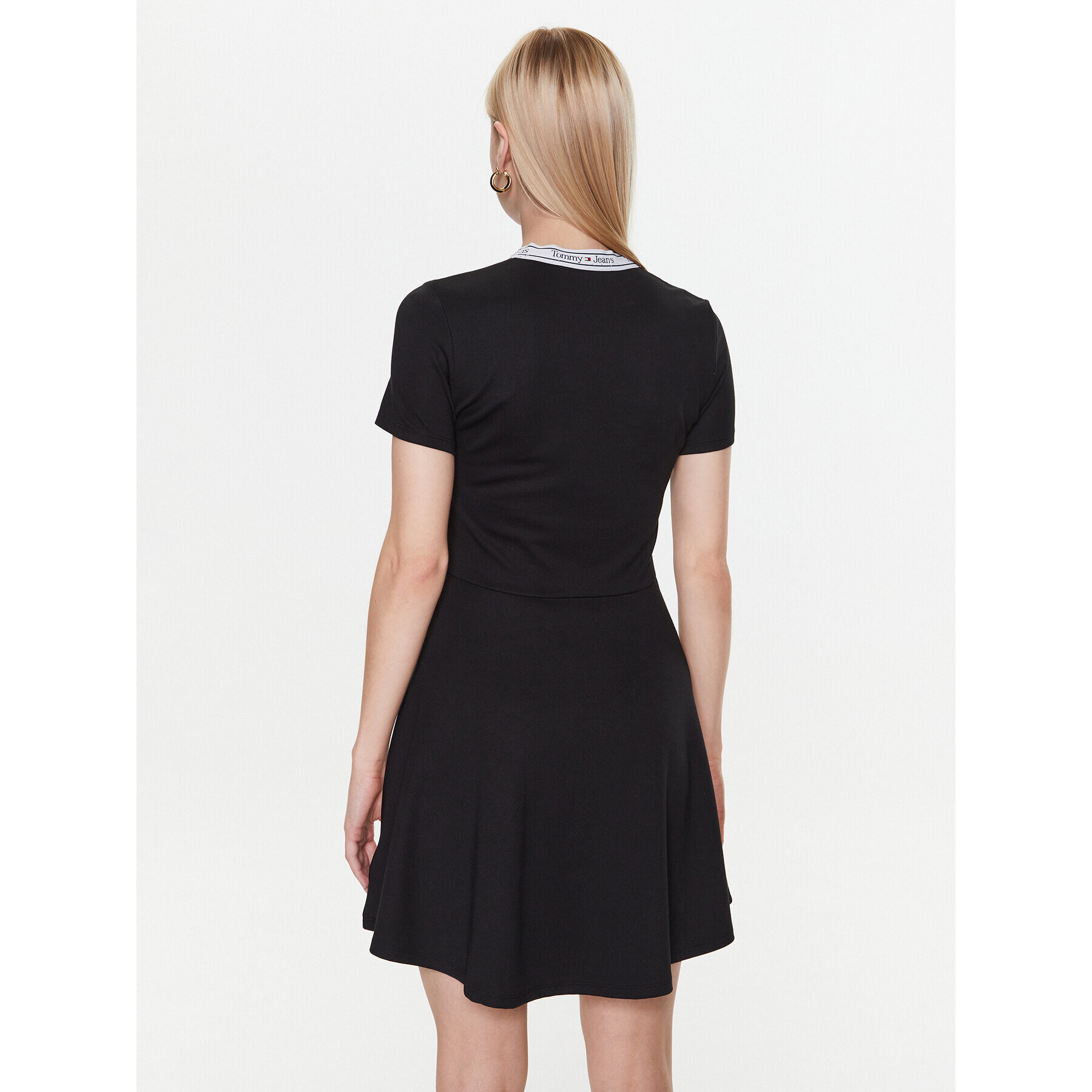 Tommy Jeans Rochie de zi Logo DW0DW15755 Negru Regular Fit - Pled.ro