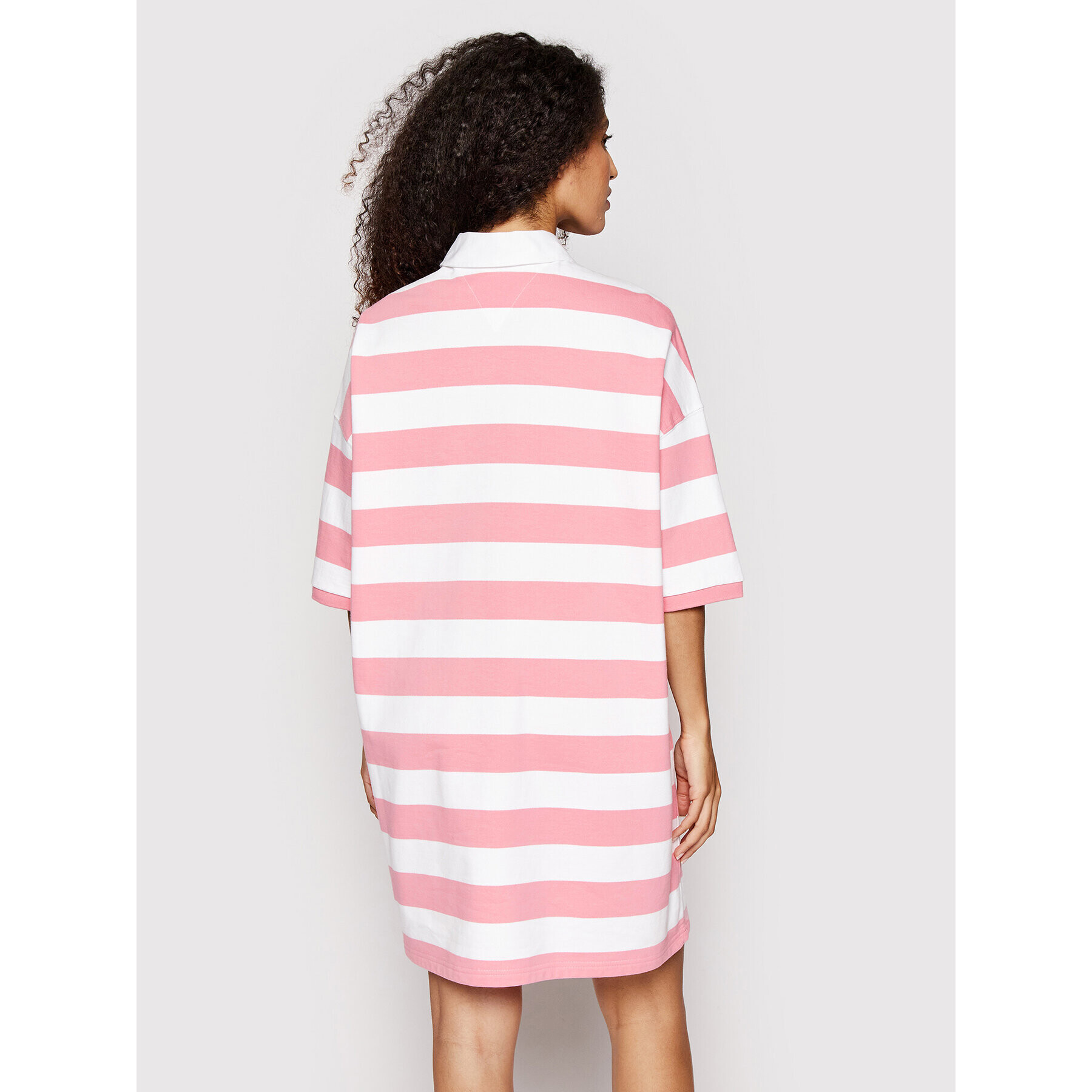 Tommy Jeans Rochie de zi Stripe Rugby DW0DW12873 Roz Regular Fit - Pled.ro