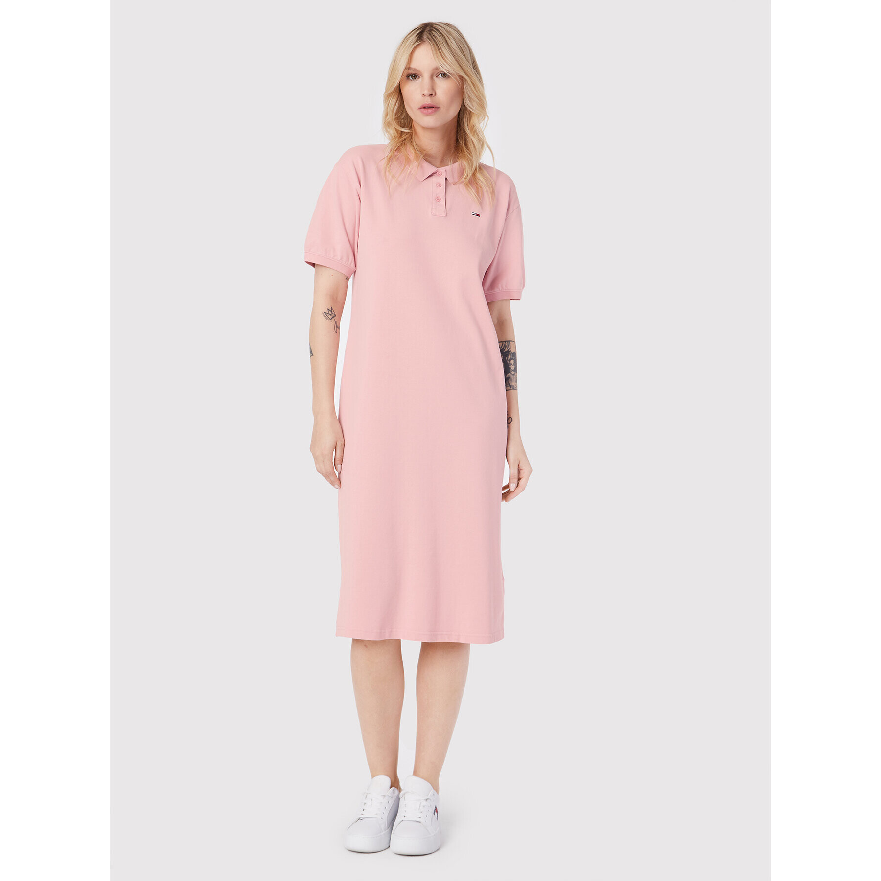 Tommy Jeans Rochie de zi Tjw Solid DW0DW13032 Roz Relaxed Fit - Pled.ro