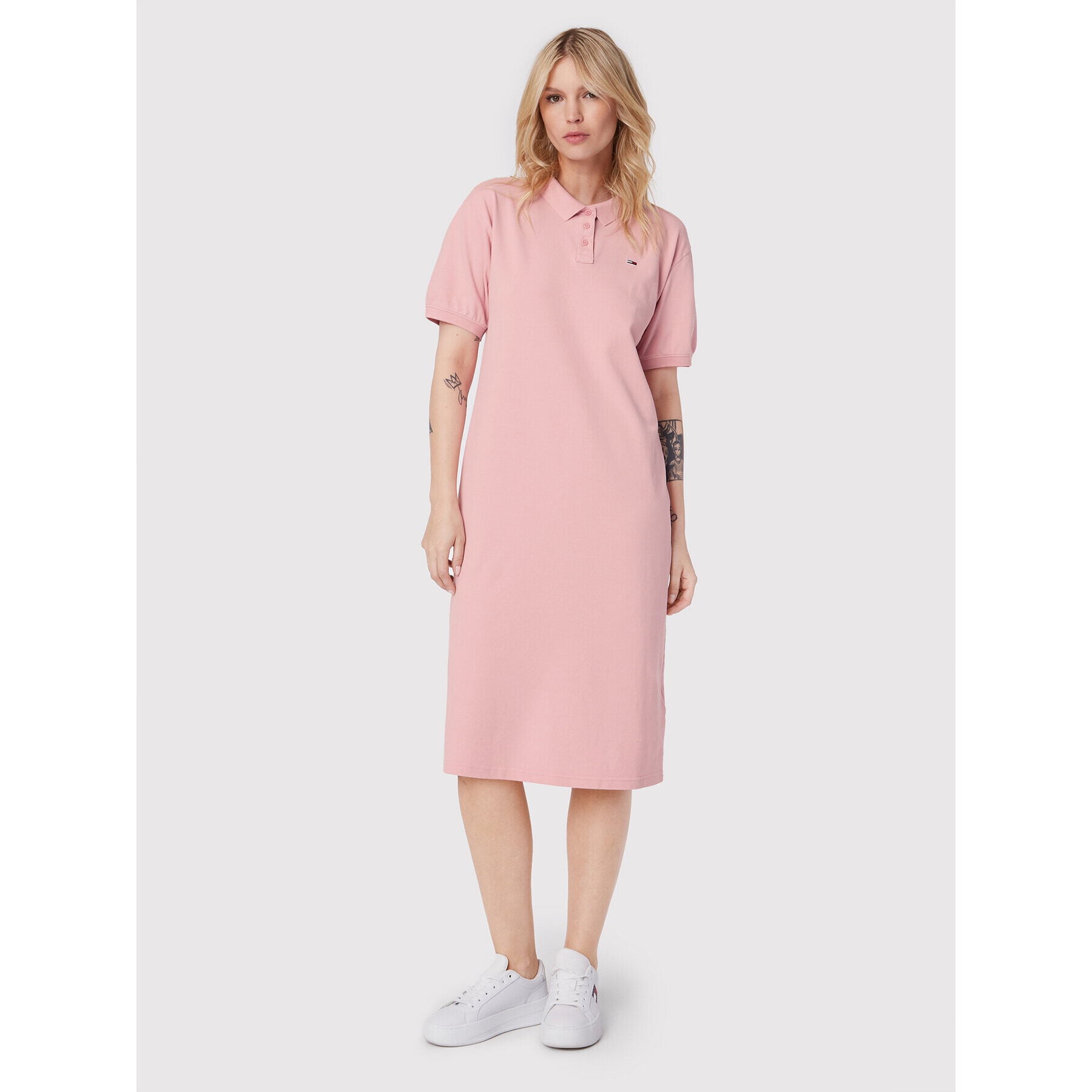 Tommy Jeans Rochie de zi Tjw Solid DW0DW13032 Roz Relaxed Fit - Pled.ro