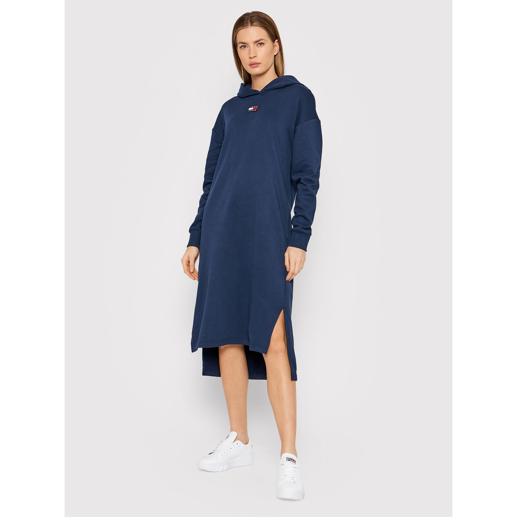 Tommy Jeans Rochie tricotată Longline DW0DW12012 Bleumarin Relaxed Fit - Pled.ro