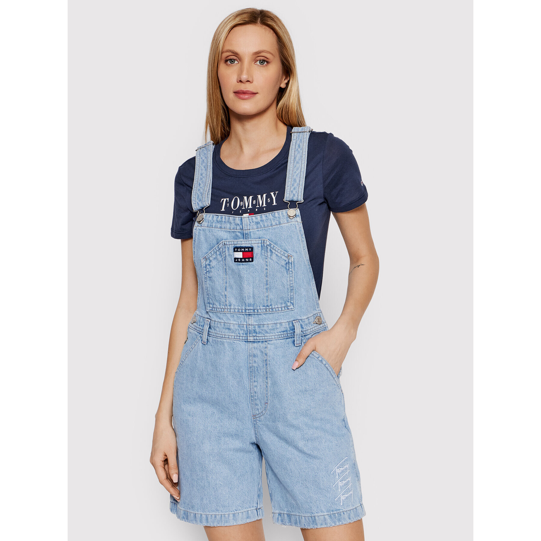 Tommy Jeans Salopetă Dungaree DW0DW12424 Albastru Regular Fit - Pled.ro