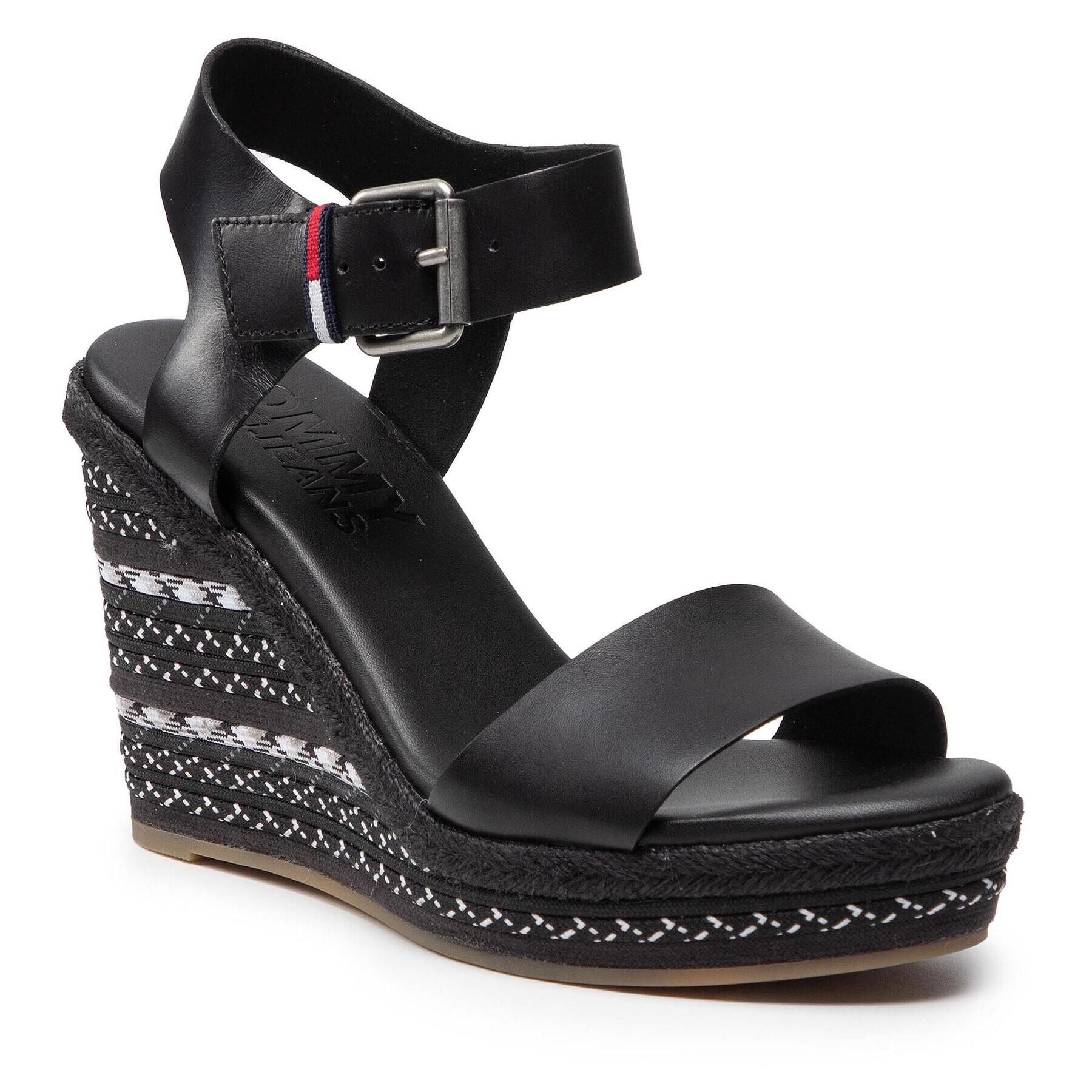 Tommy Jeans Sandale Colored Laces High Wedge EN0EN01439 Negru - Pled.ro