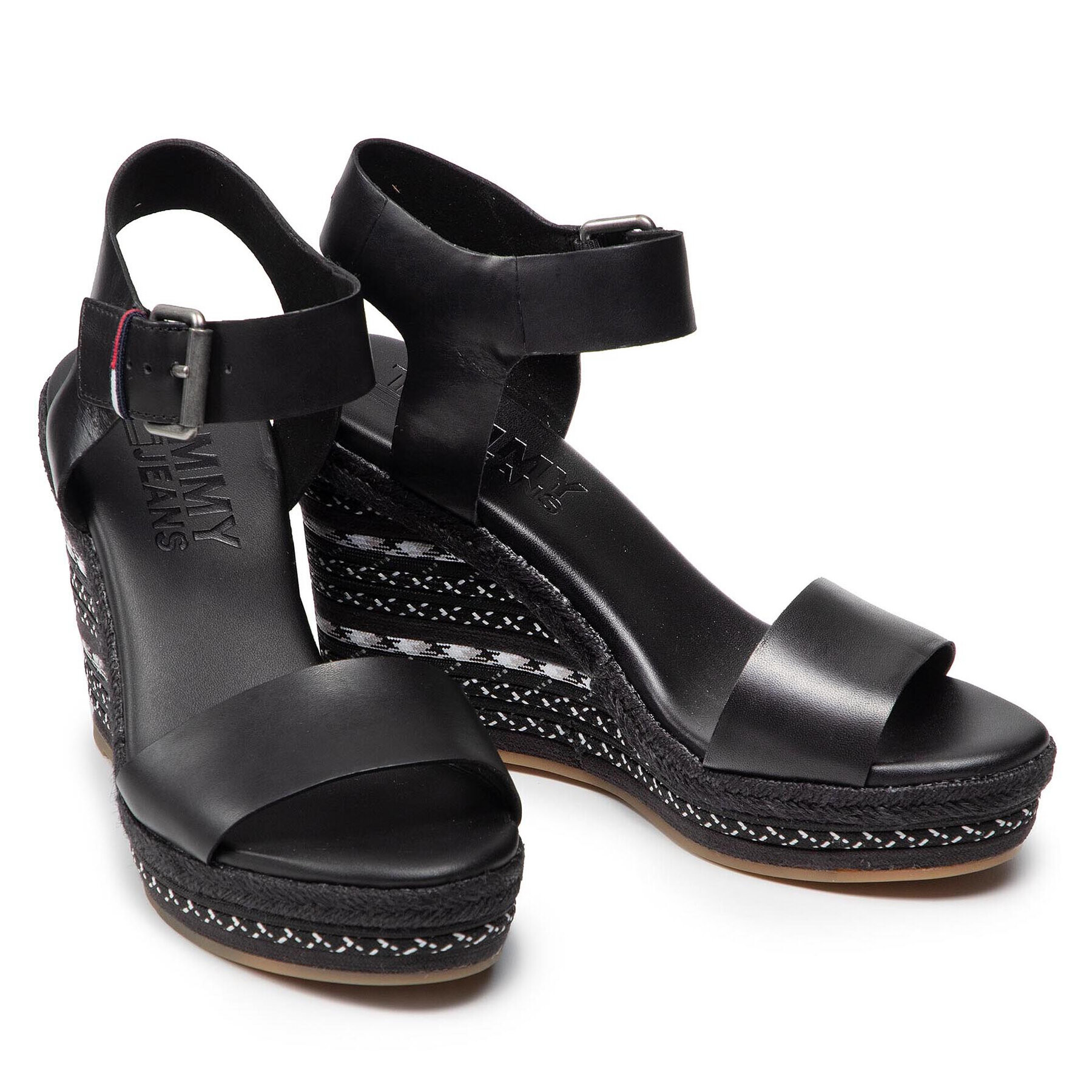 Tommy Jeans Sandale Colored Laces High Wedge EN0EN01439 Negru - Pled.ro