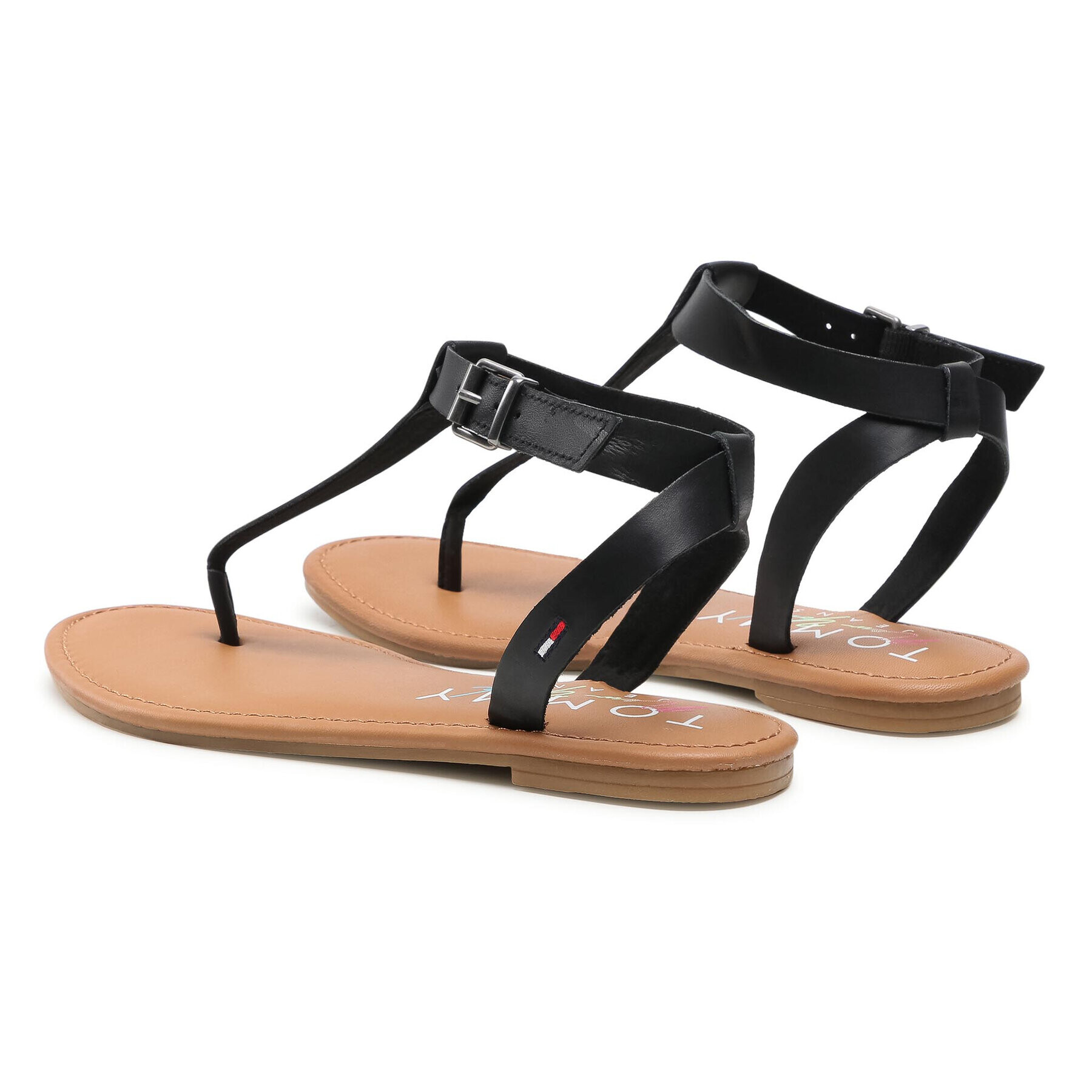 Tommy Jeans Sandale Essential Toe Post Flat Sandal EN0EN01316 Negru - Pled.ro