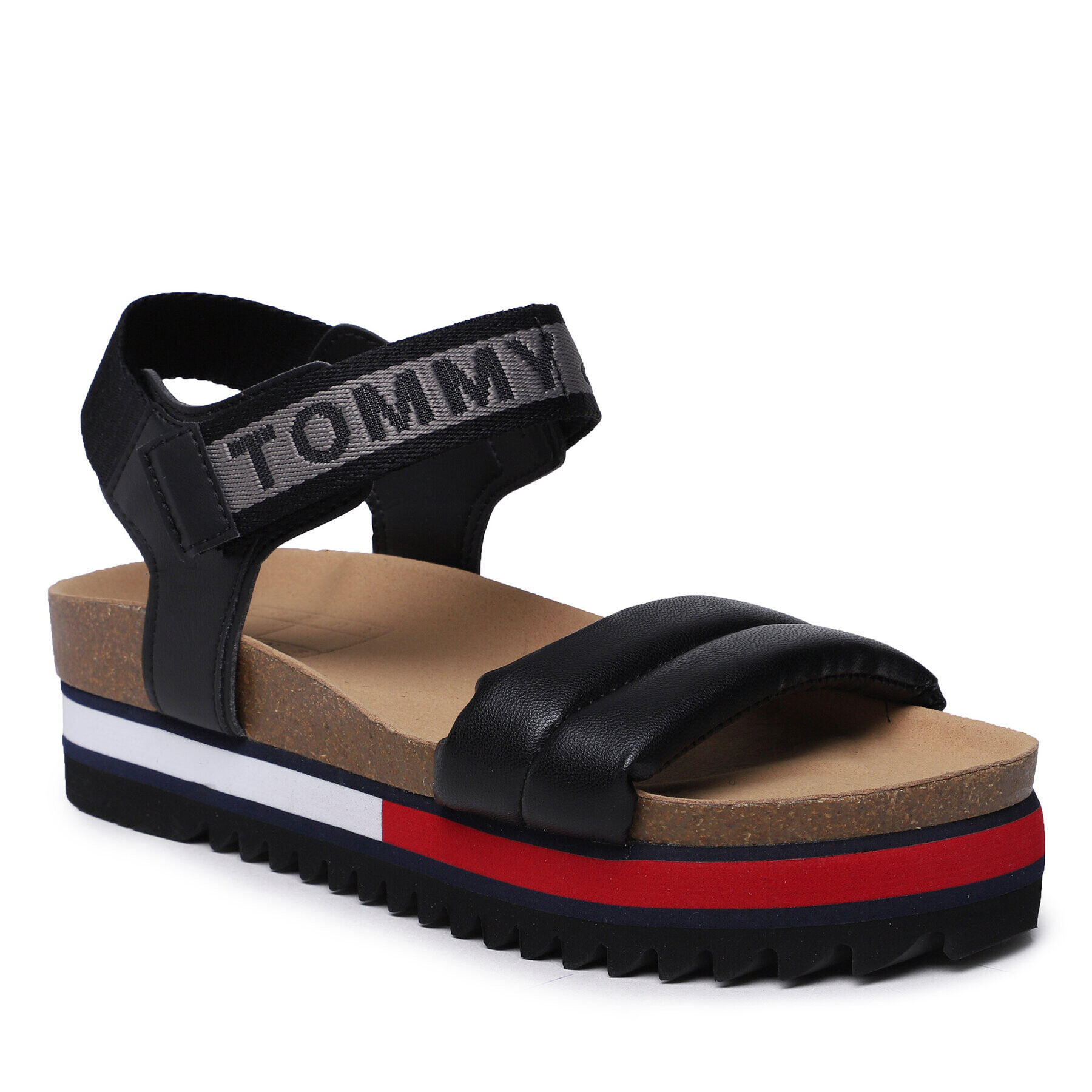 Tommy Jeans Sandale Flag Outsole Sandal EN0EN02122 Negru - Pled.ro