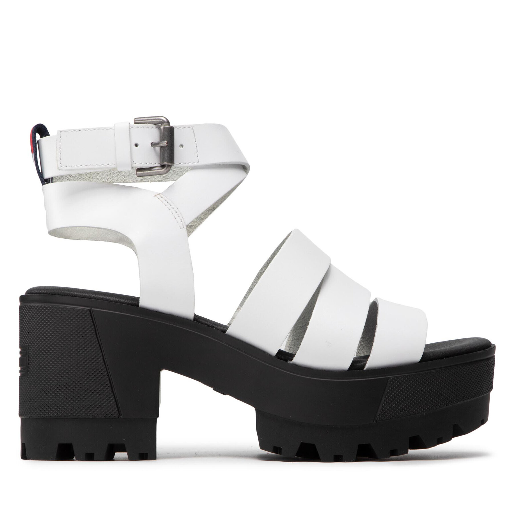 Tommy Jeans Sandale Heeled leather Sandal EN0EN01803 Alb - Pled.ro