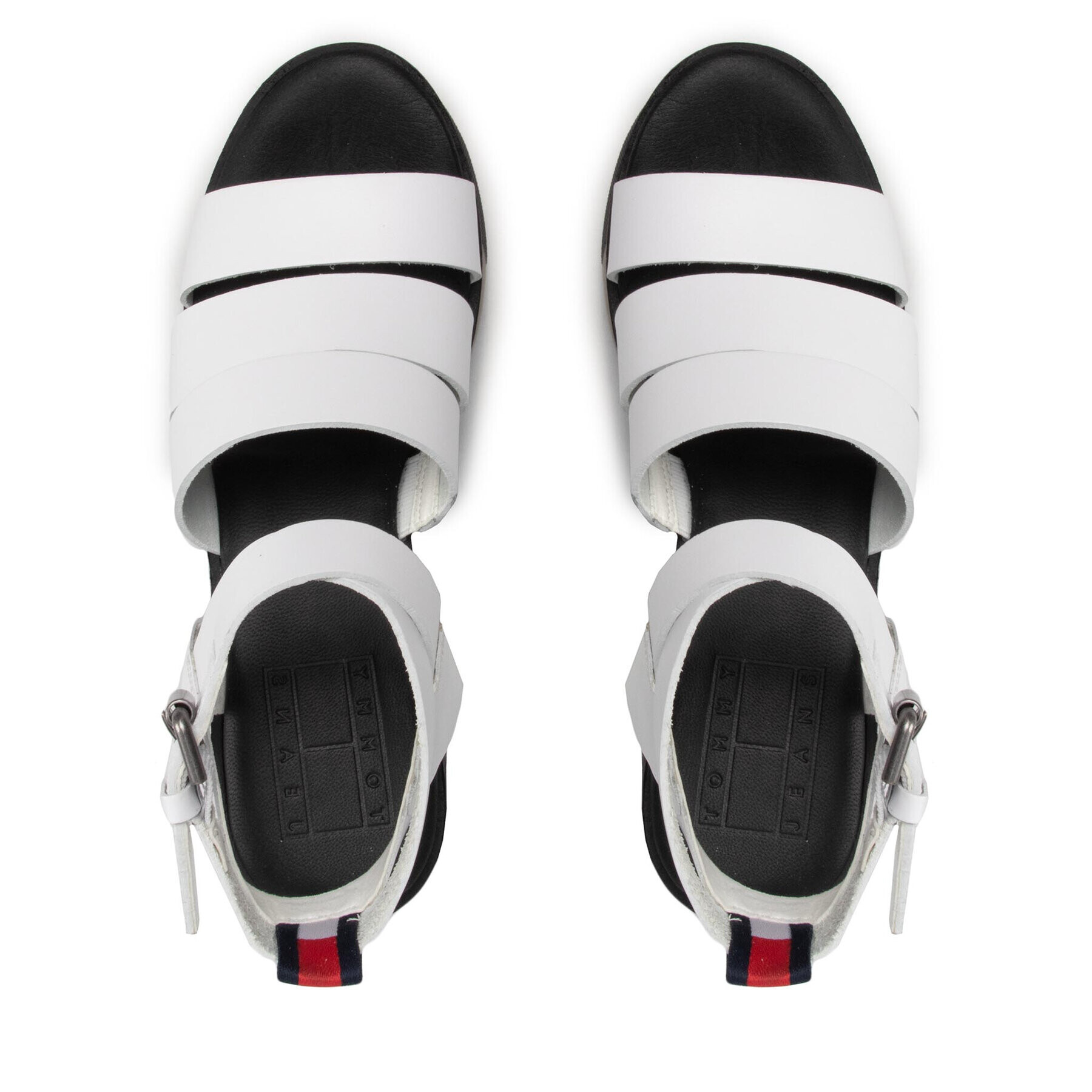 Tommy Jeans Sandale Heeled leather Sandal EN0EN01803 Alb - Pled.ro