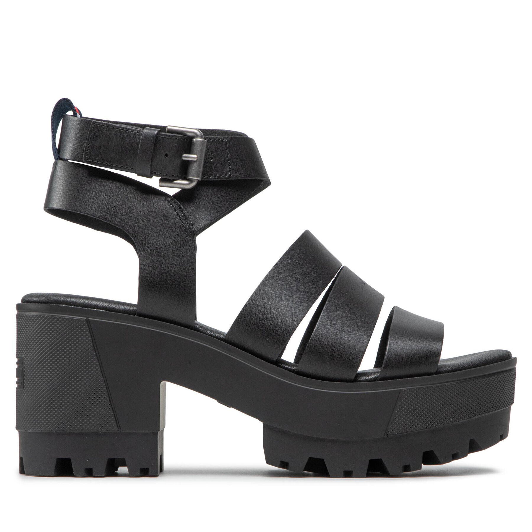 Tommy Jeans Sandale Heeled Leather Sandal EN0EN01803 Negru - Pled.ro