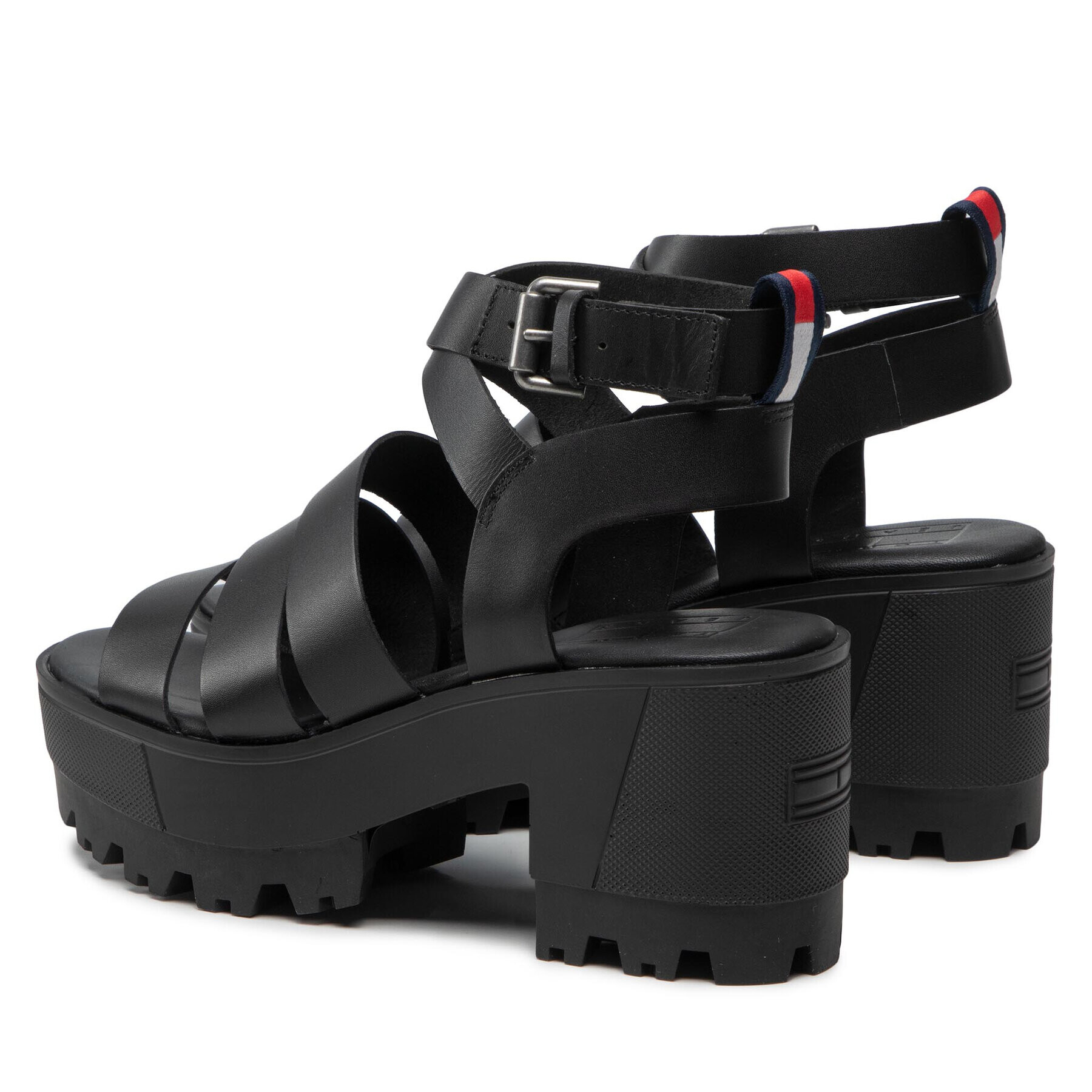 Tommy Jeans Sandale Heeled Leather Sandal EN0EN01803 Negru - Pled.ro