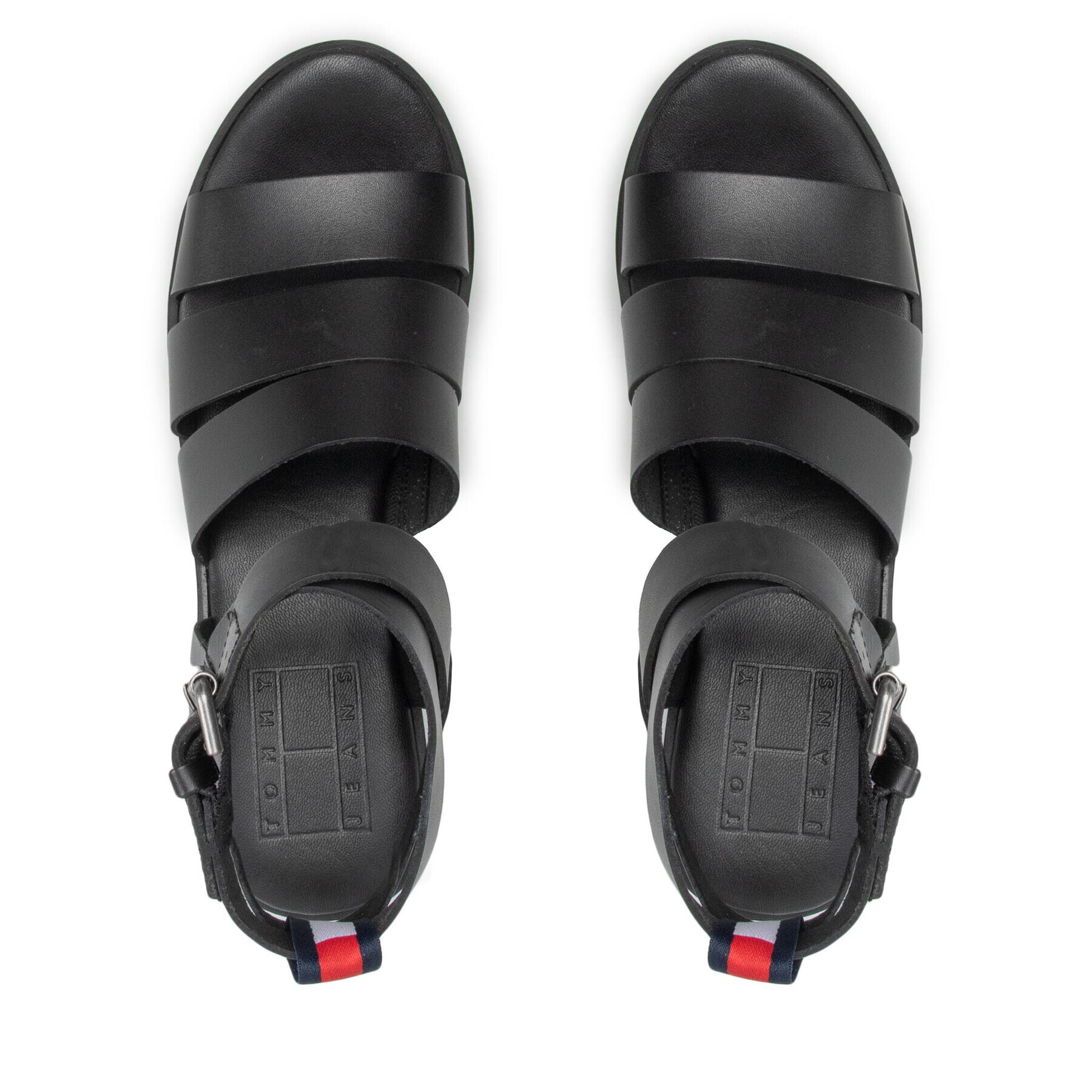 Tommy Jeans Sandale Heeled Leather Sandal EN0EN01803 Negru - Pled.ro