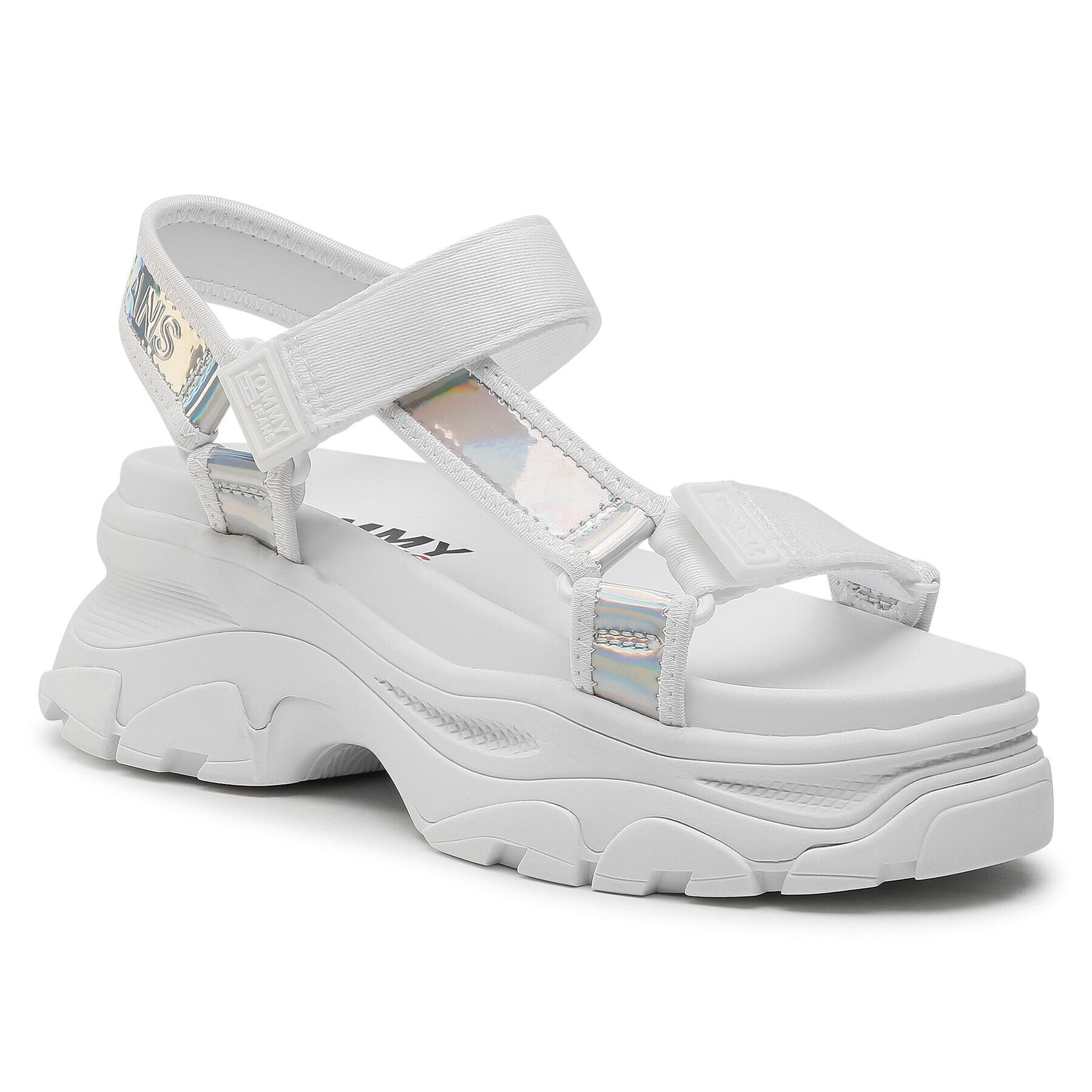 Tommy Jeans Sandale Iridescent Hybrid Sandal EN0EN01311 Alb - Pled.ro