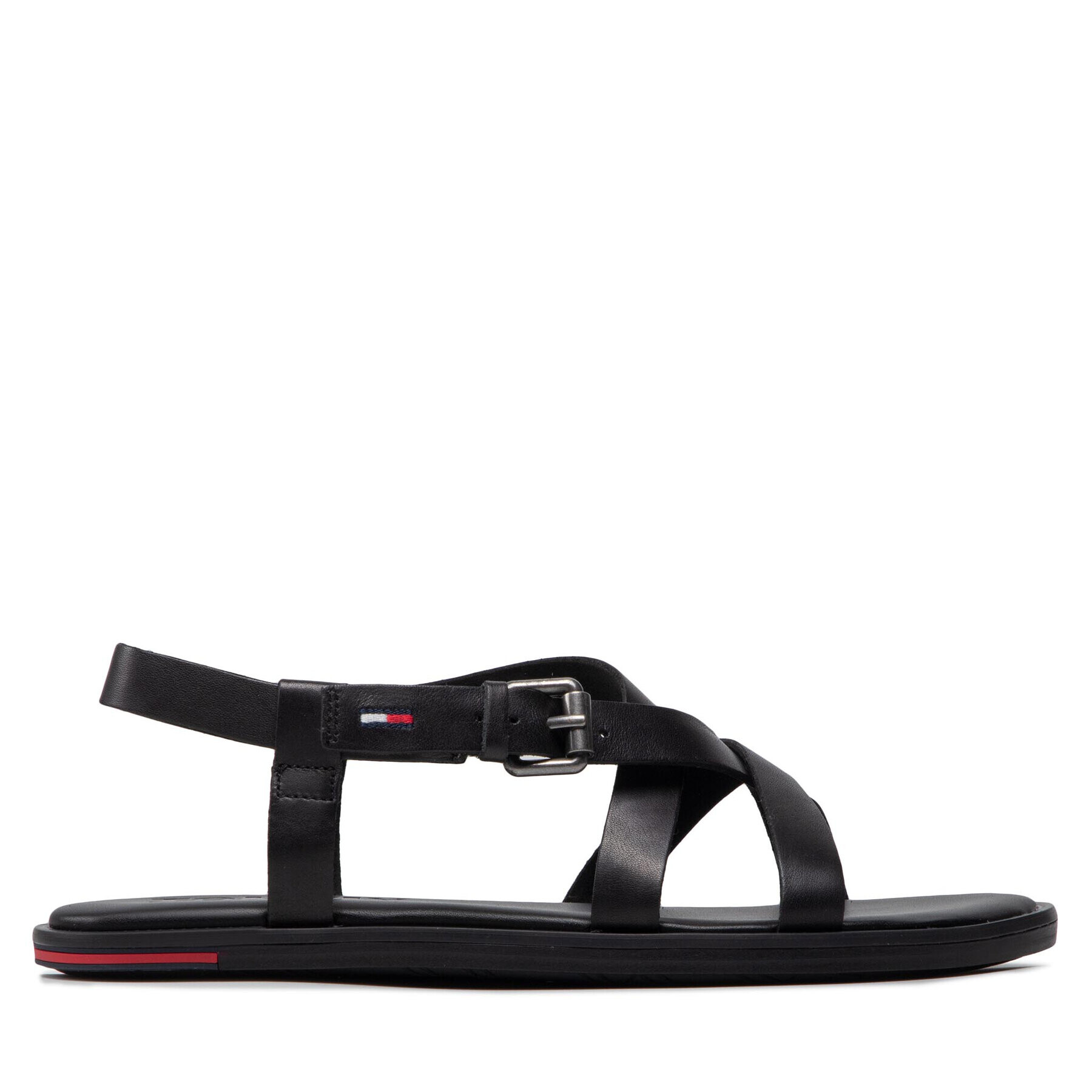 Tommy Jeans Sandale Leather Sandal EN0EN01809 Negru - Pled.ro