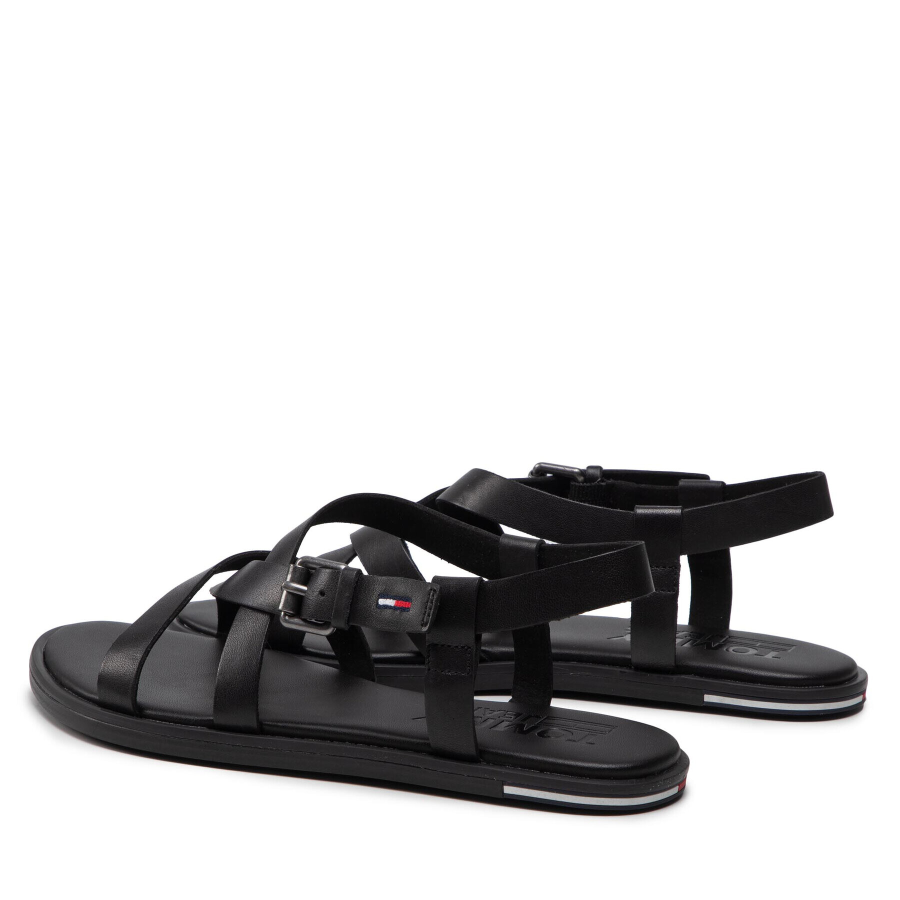 Tommy Jeans Sandale Leather Sandal EN0EN01809 Negru - Pled.ro