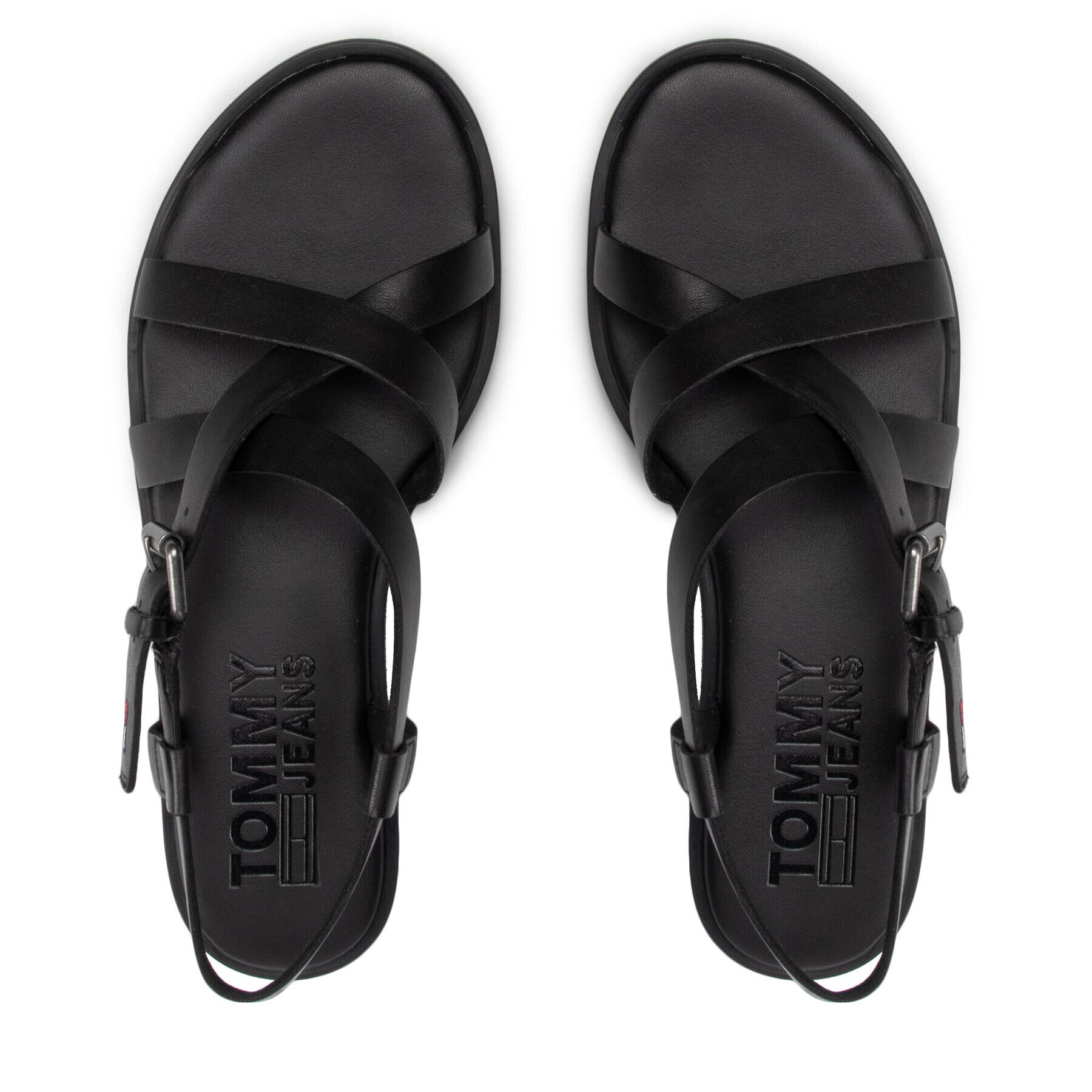 Tommy Jeans Sandale Leather Sandal EN0EN01809 Negru - Pled.ro