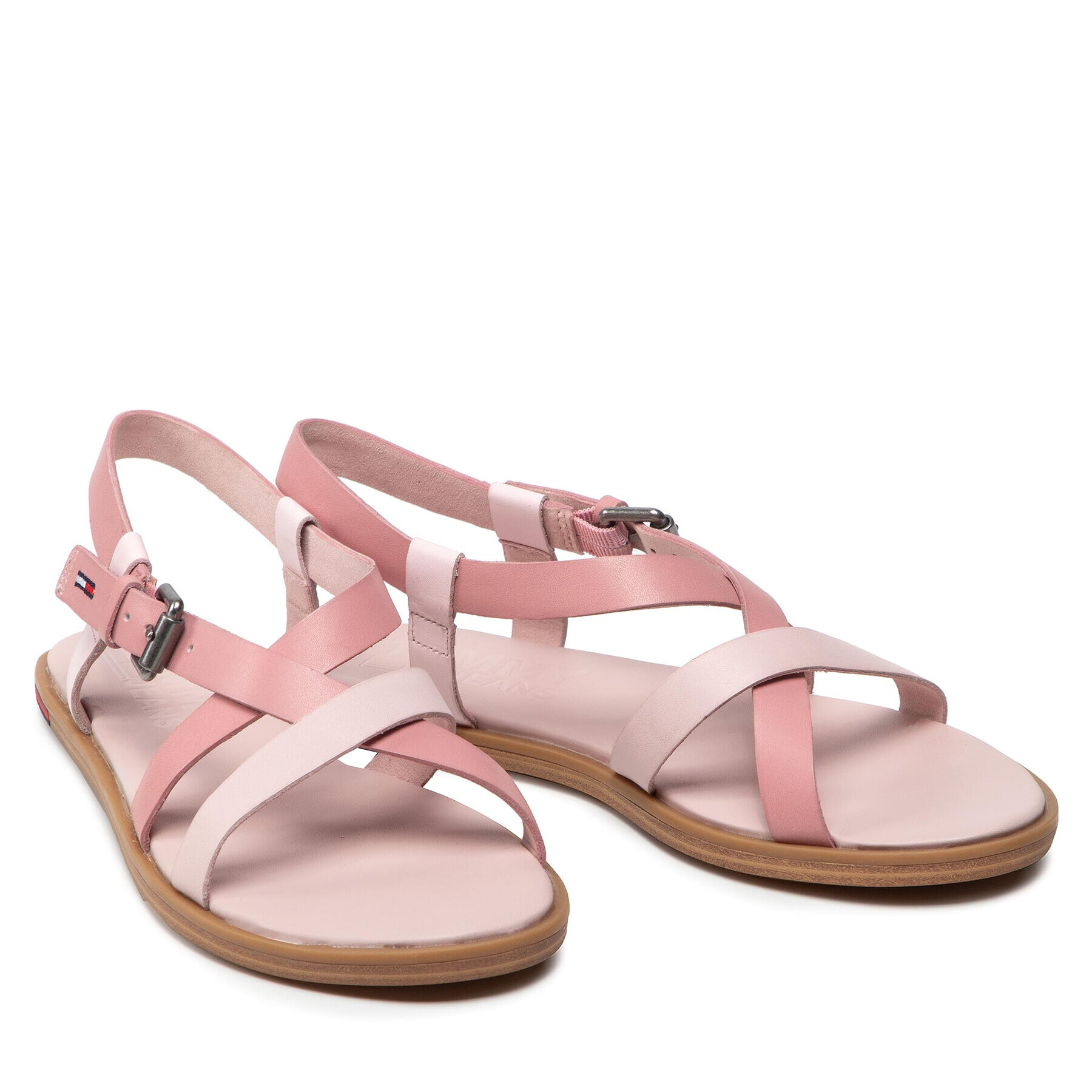 Tommy Jeans Sandale Leather Sandal EN0EN01809 Roz - Pled.ro