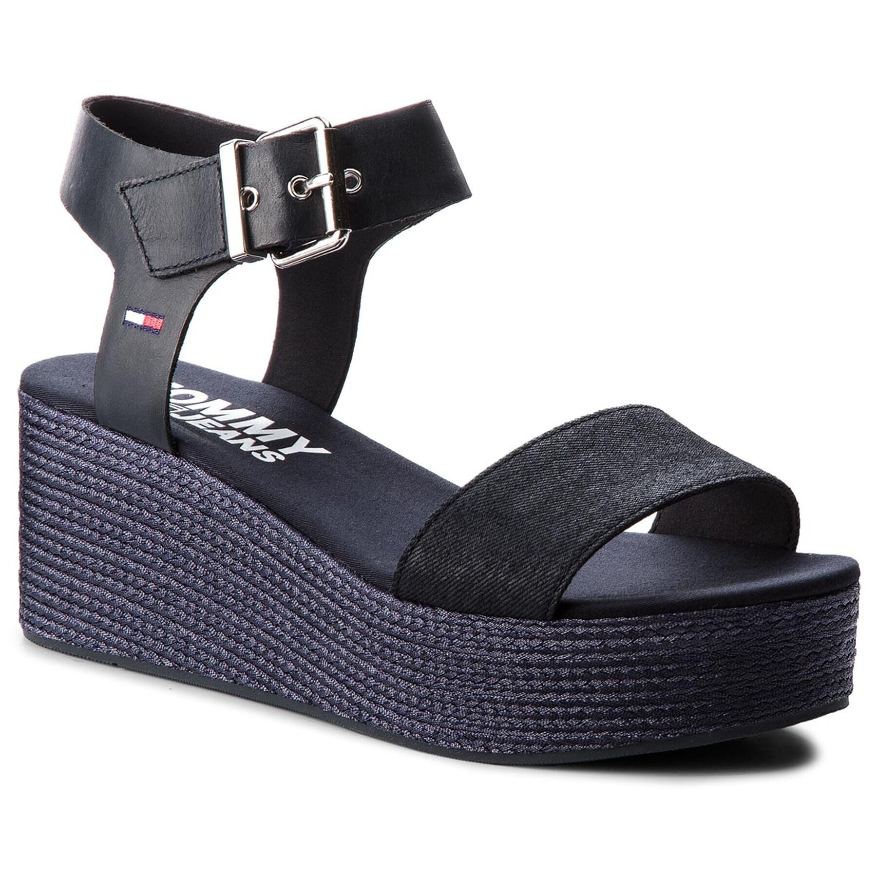 Tommy Jeans Sandale Sporty Denim Flatform Sandal EN0EN00221 Bleumarin - Pled.ro