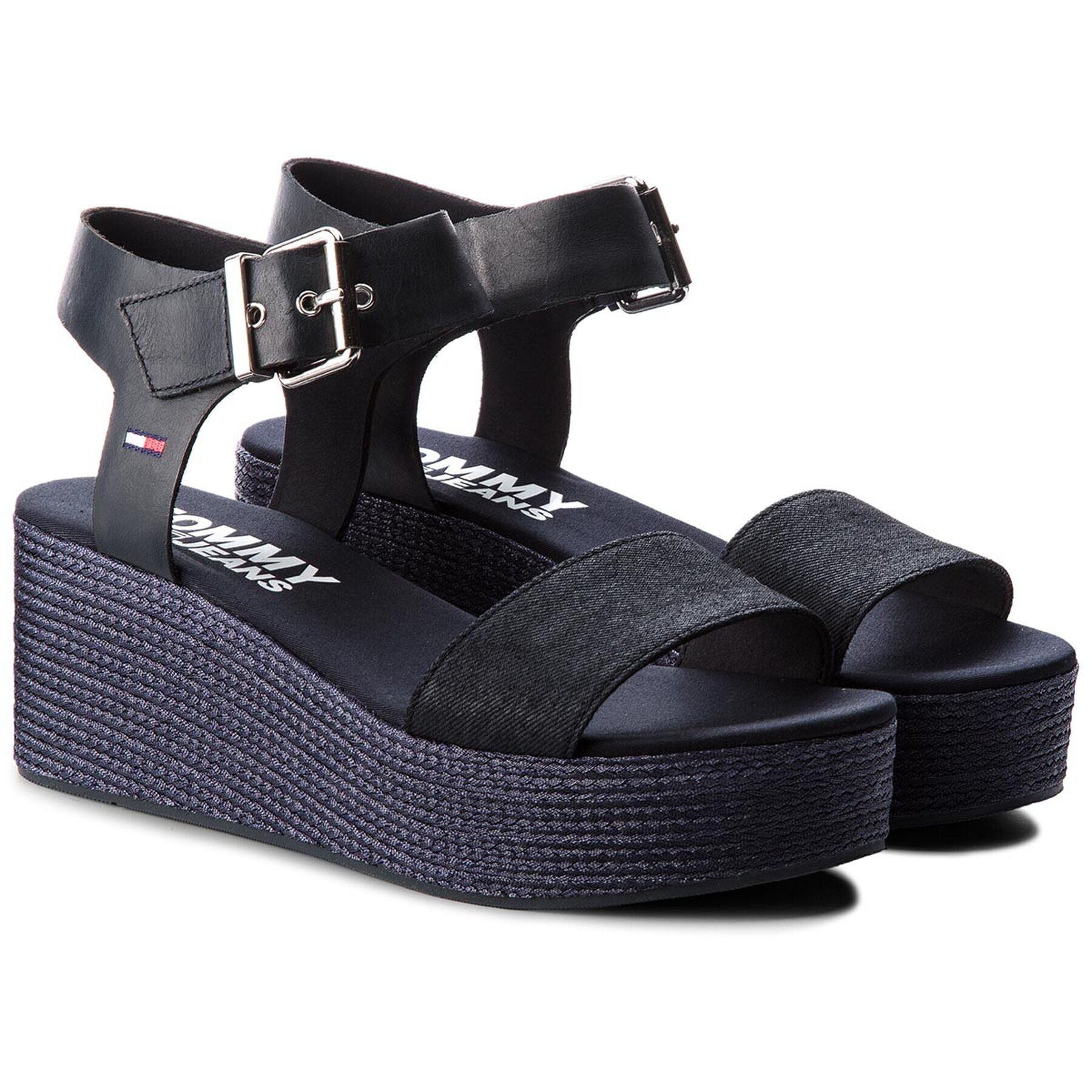 Tommy Jeans Sandale Sporty Denim Flatform Sandal EN0EN00221 Bleumarin - Pled.ro