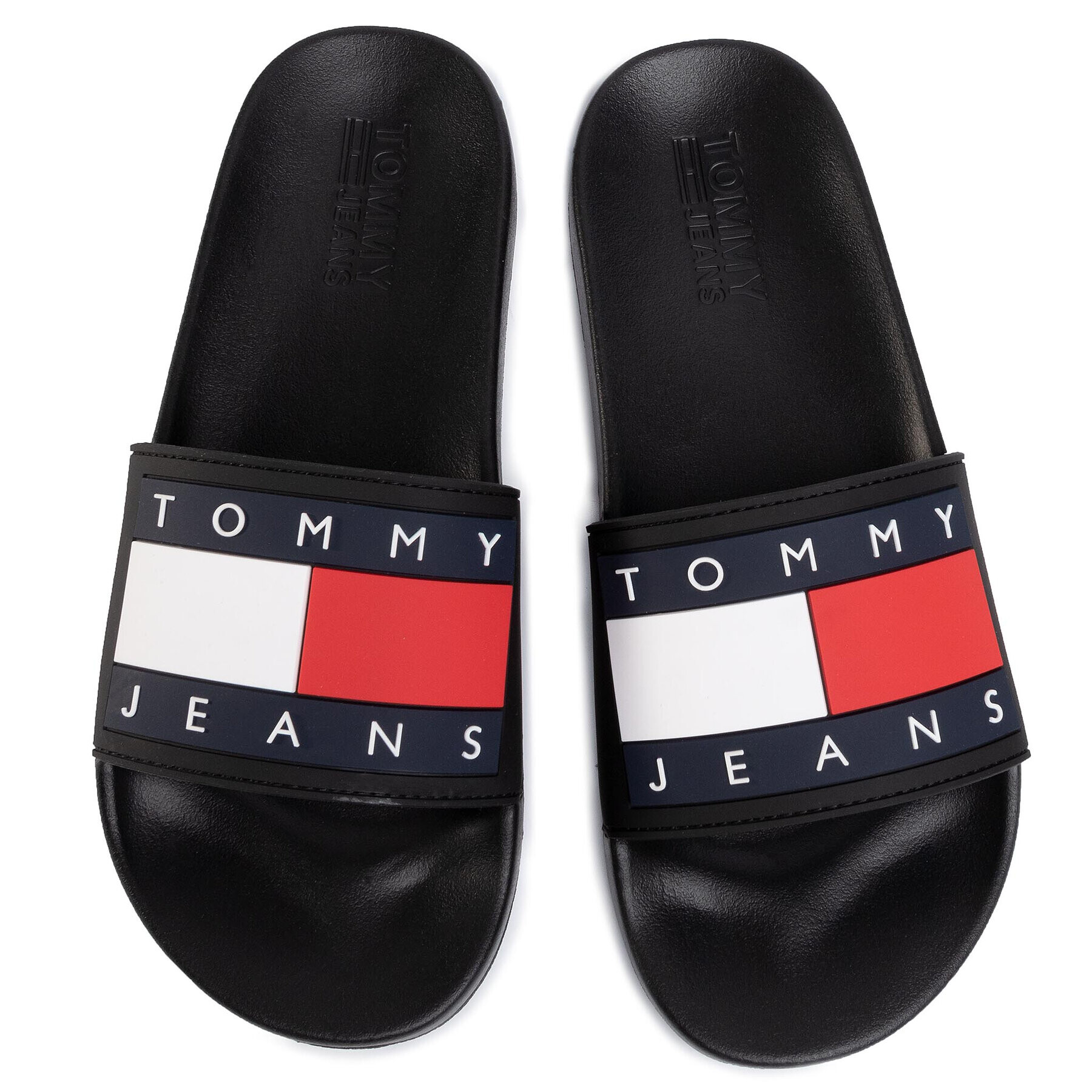 Tommy Jeans Șlapi Flag Pool Slide EM0EM00284 Negru - Pled.ro