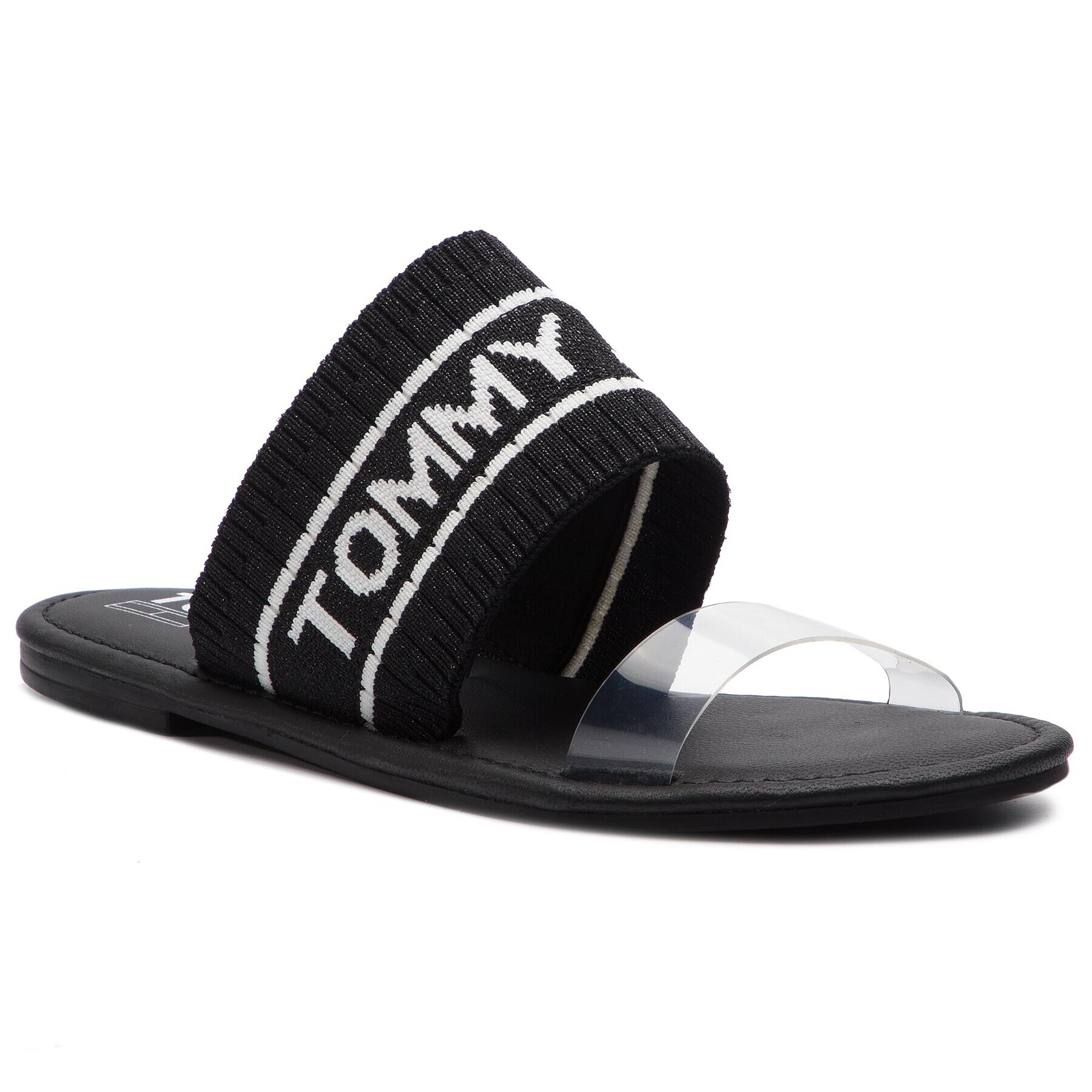 Tommy Jeans Șlapi Knit Flat Sandal EN0EN00533 Negru - Pled.ro