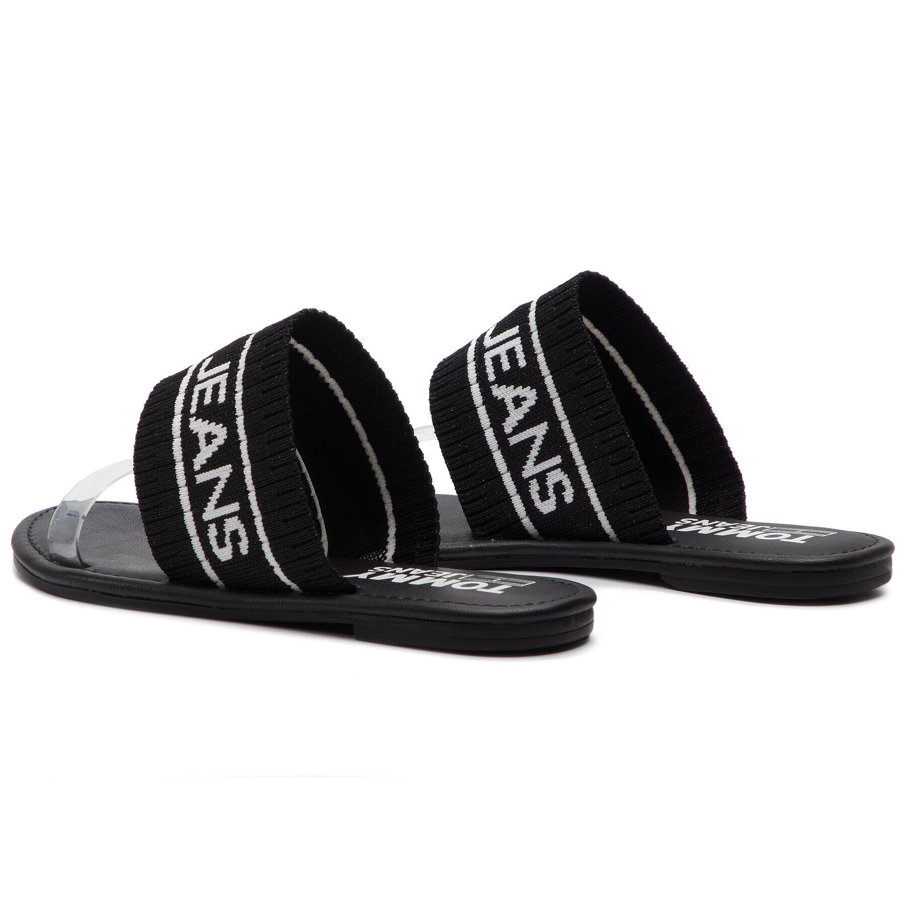 Tommy Jeans Șlapi Knit Flat Sandal EN0EN00533 Negru - Pled.ro