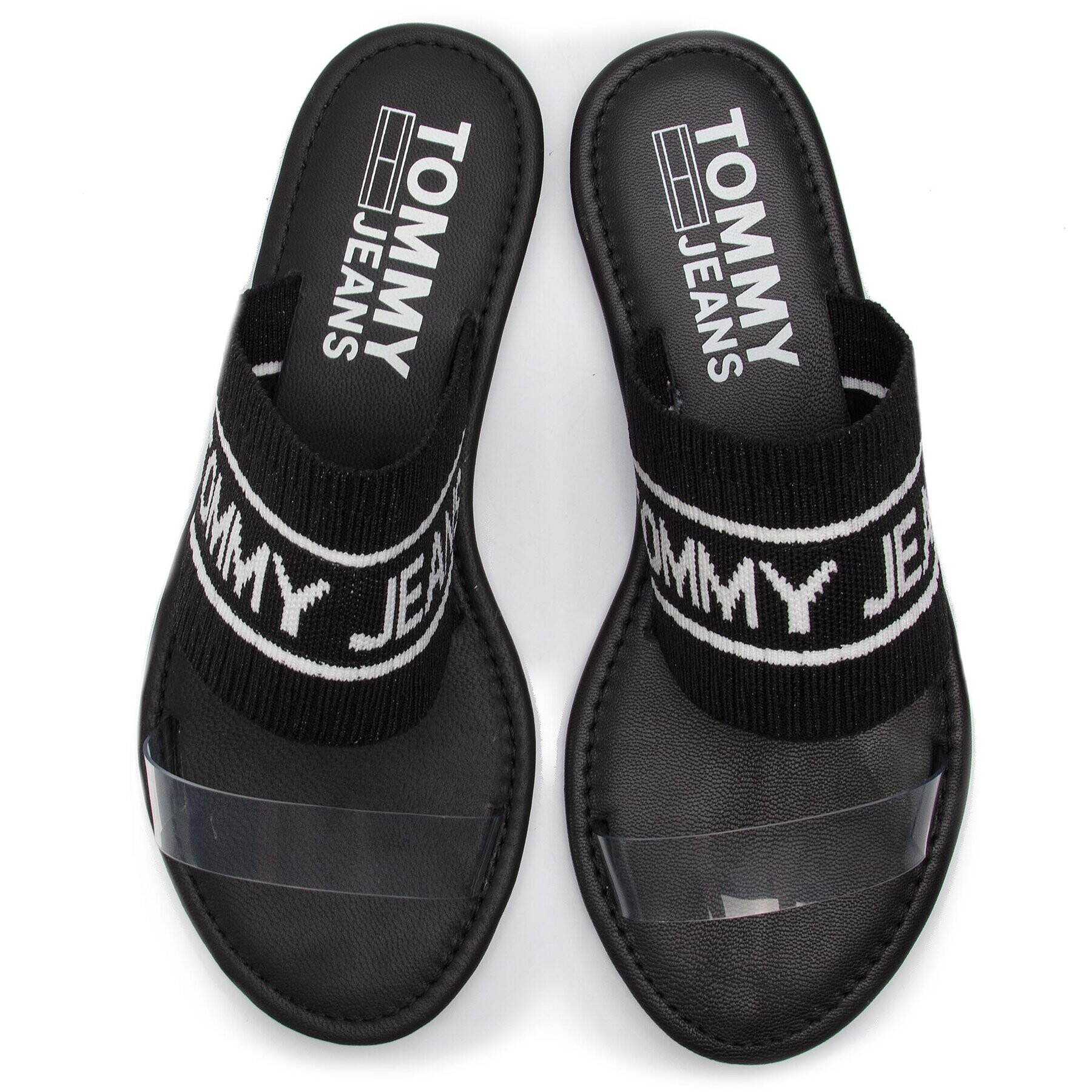 Tommy Jeans Șlapi Knit Flat Sandal EN0EN00533 Negru - Pled.ro